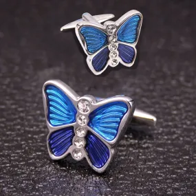 Blue Butterfly Diamond Cufflinks In Box