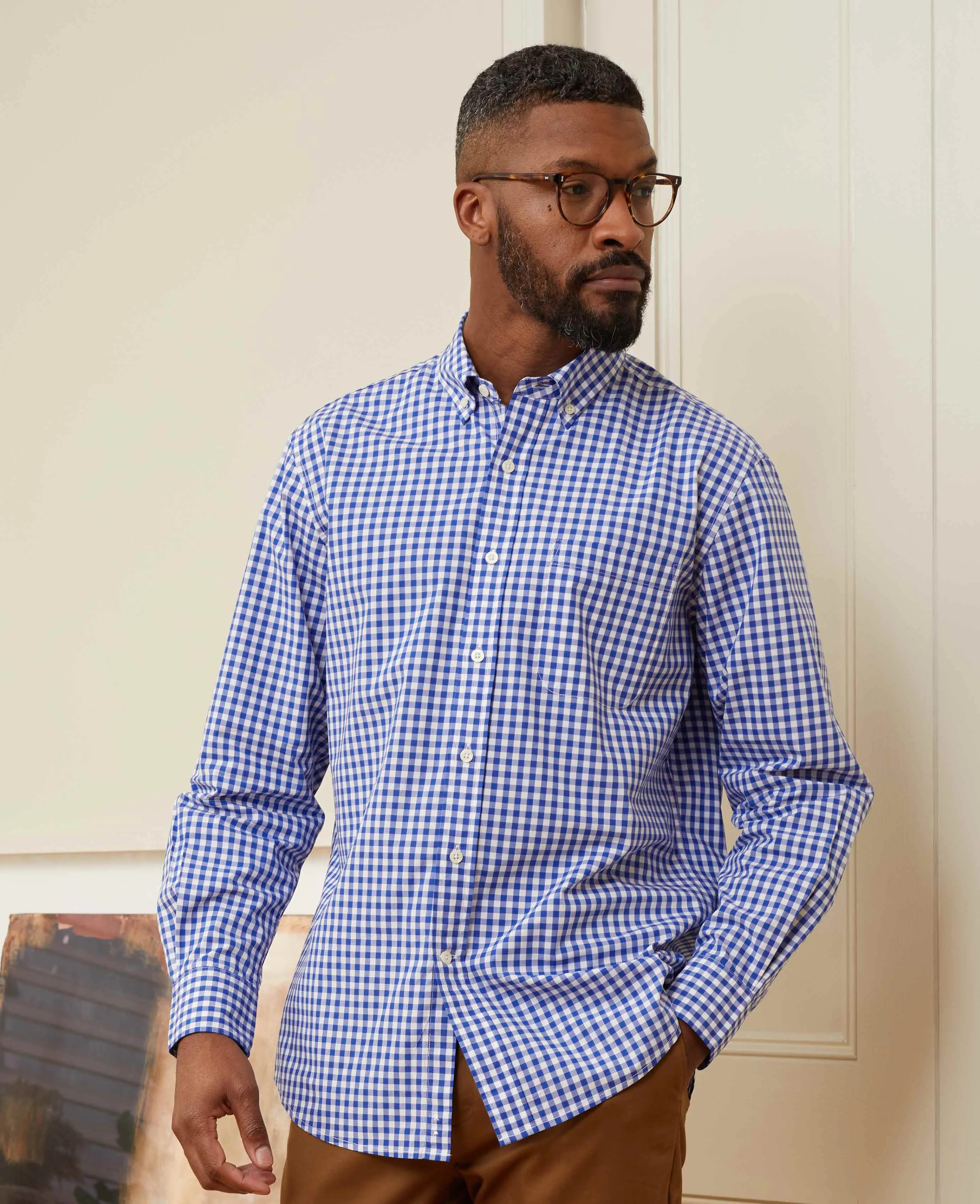 Blue Check Classic Fit Button-Down Shirt