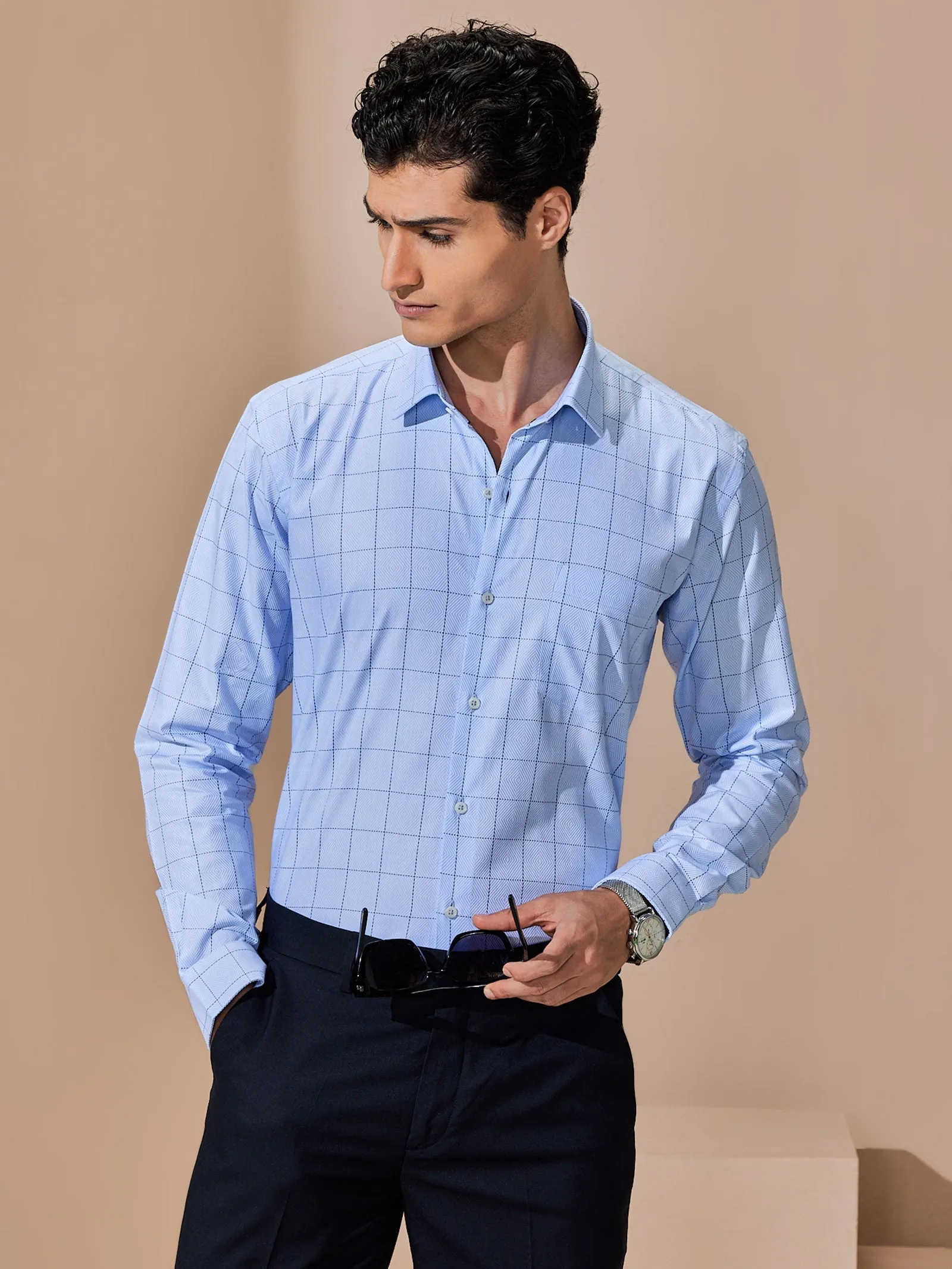 Blue Checked Formal Shirt