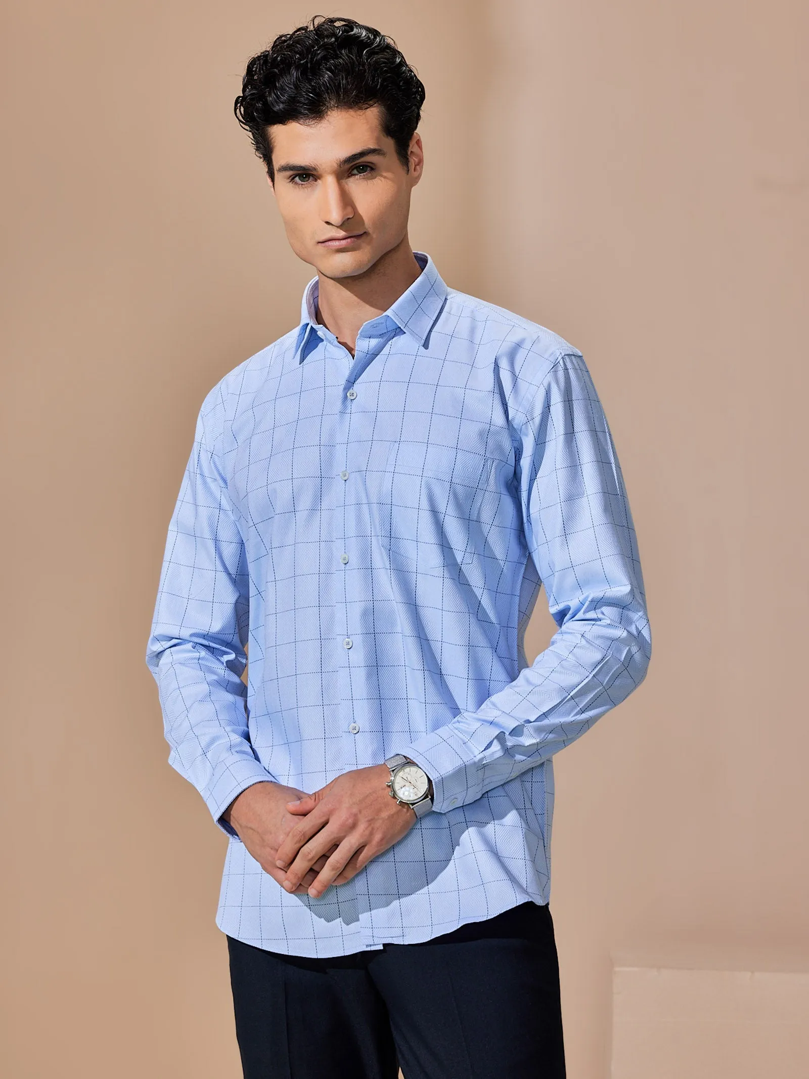 Blue Checked Formal Shirt