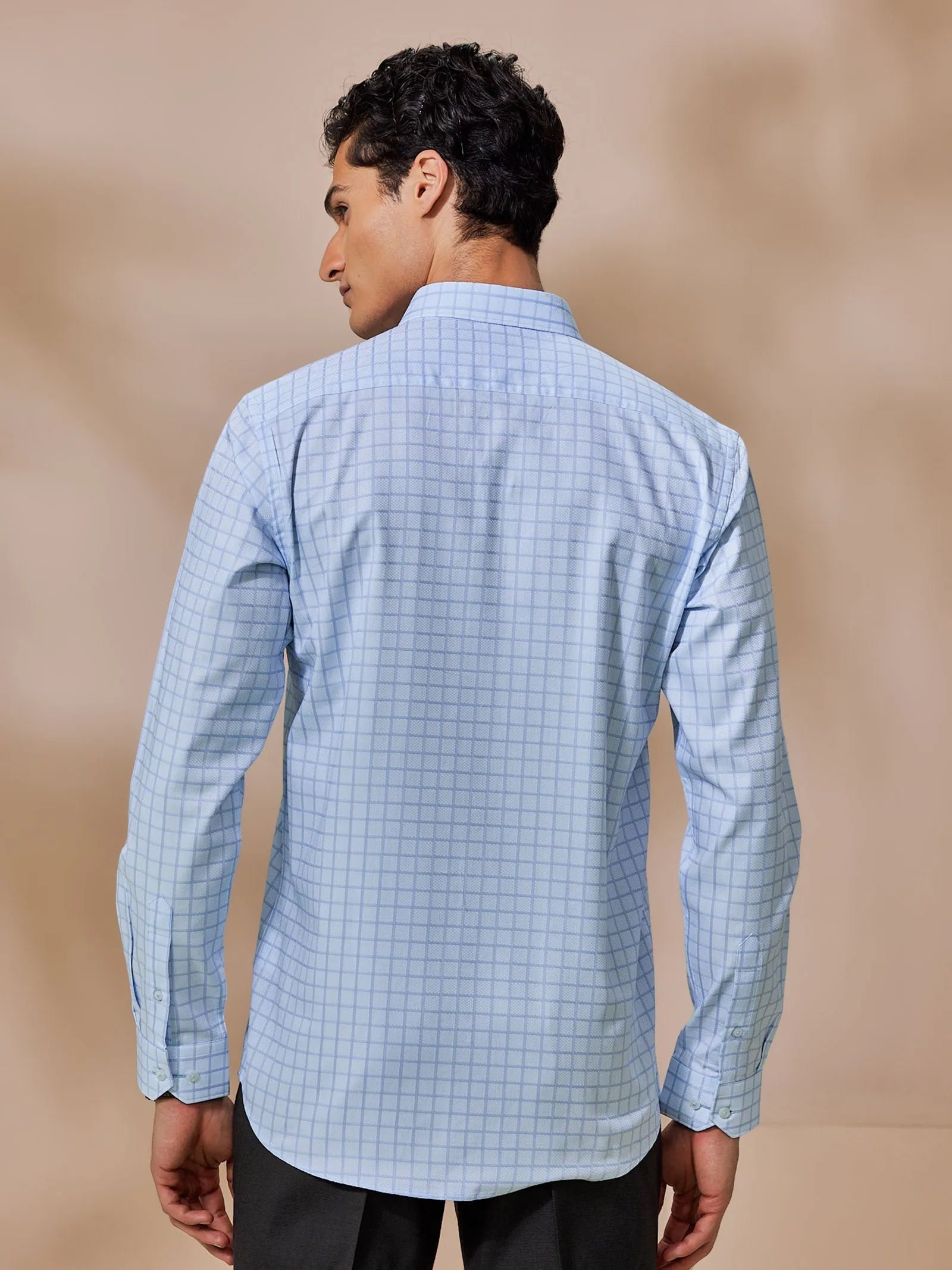 Blue Checked Giza Formal Shirt