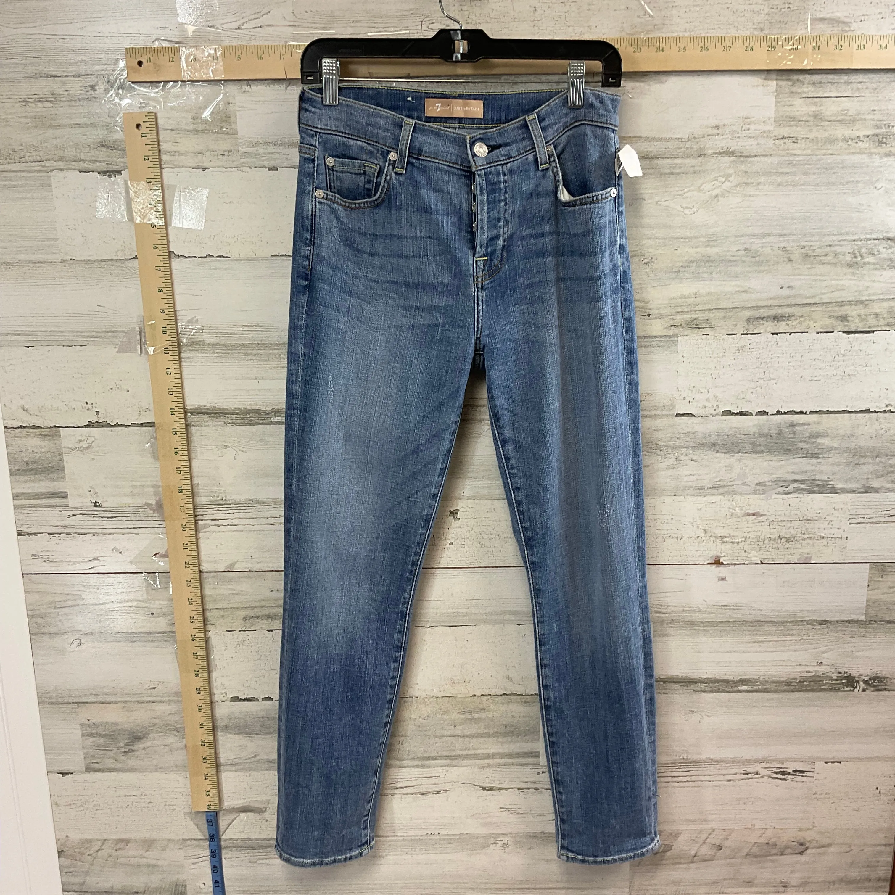 Blue Denim Jeans Straight 7 For All Mankind, Size 2