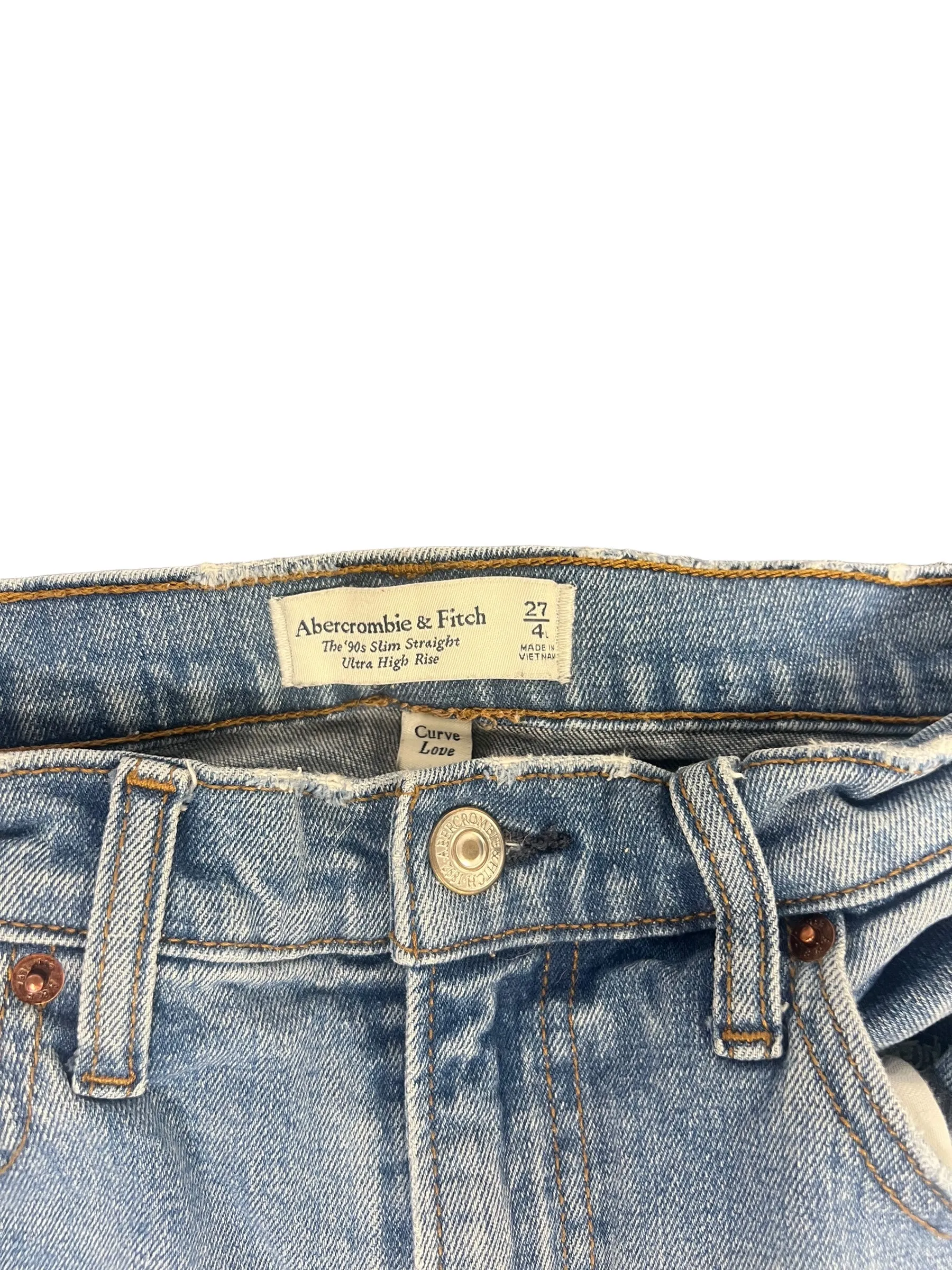 Blue Denim Jeans Straight Abercrombie And Fitch, Size 4l