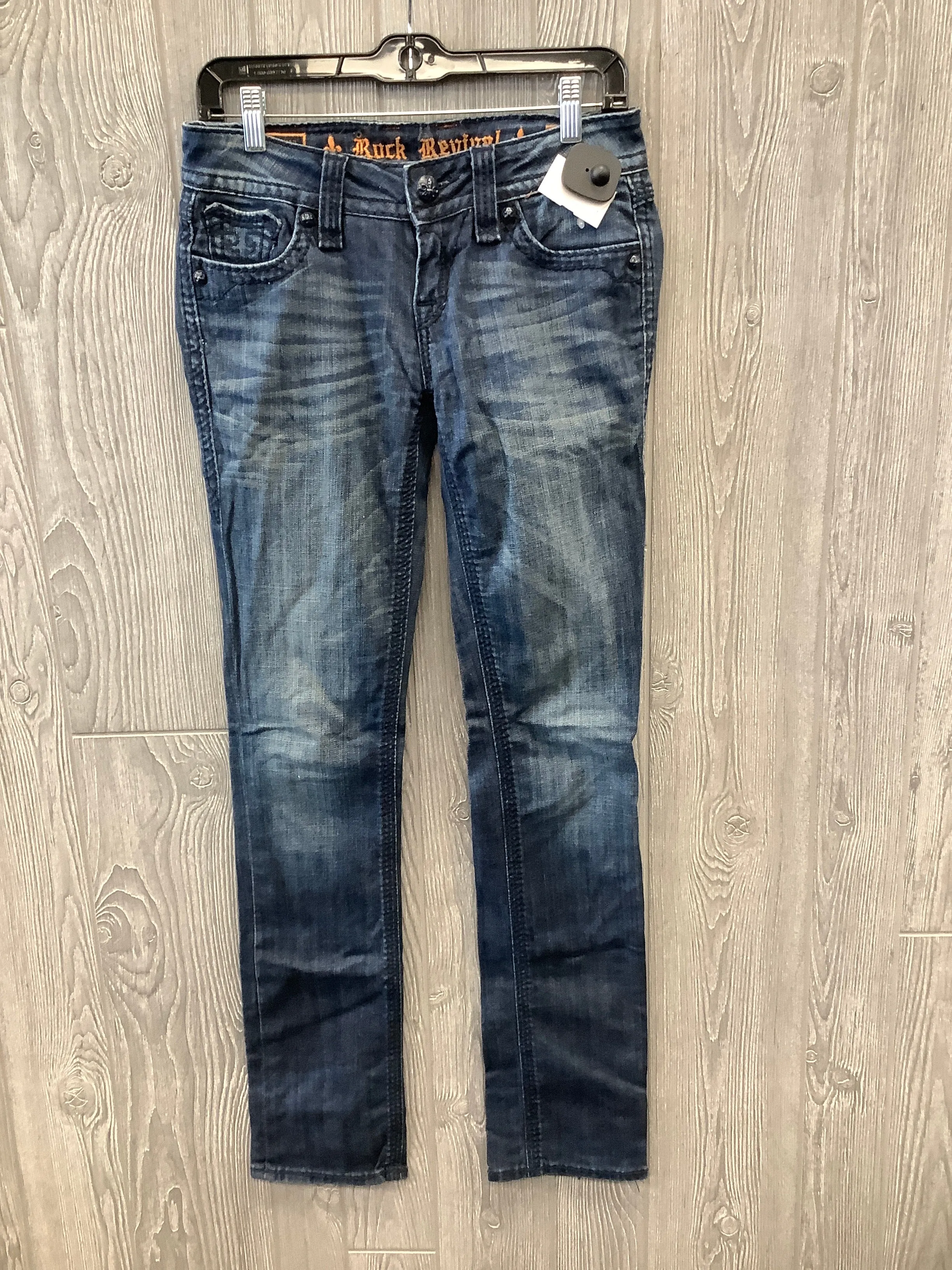 Blue Denim Jeans Straight Rock Revival, Size 4