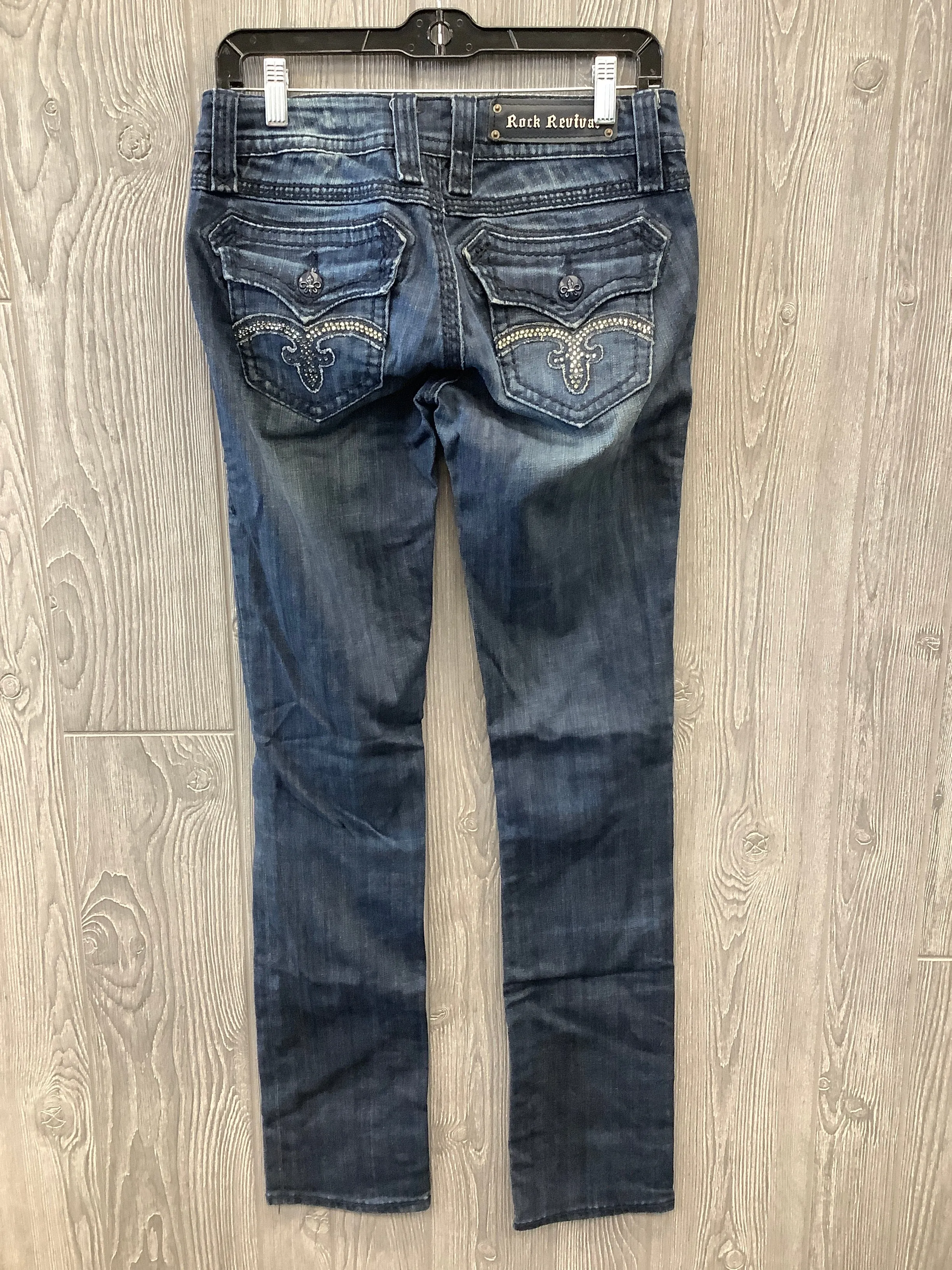 Blue Denim Jeans Straight Rock Revival, Size 4