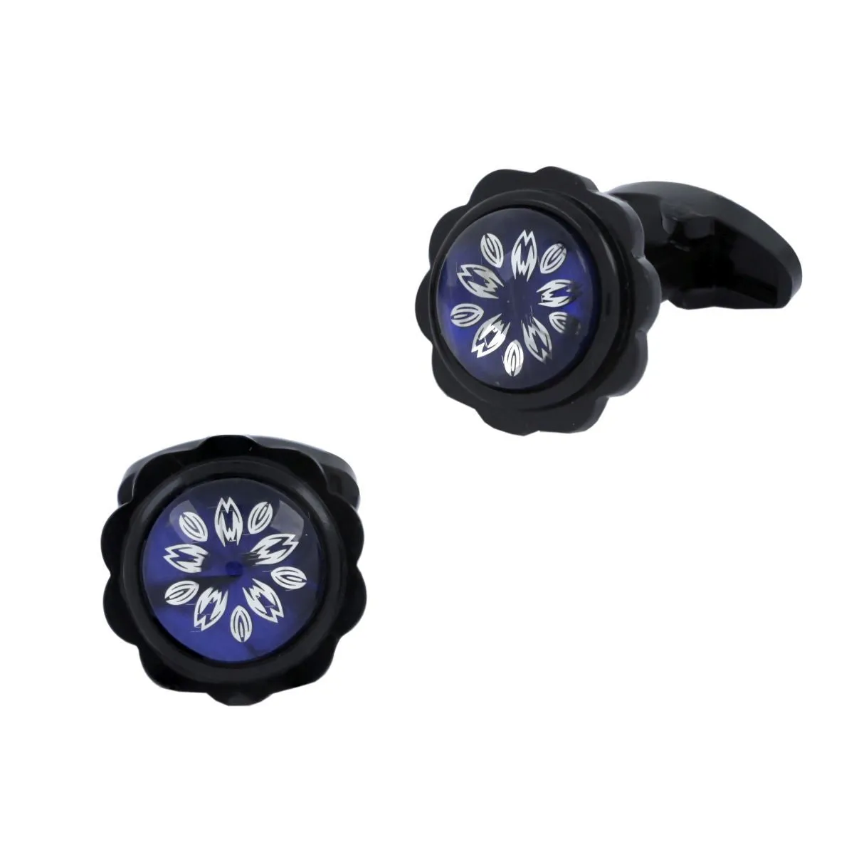 Blue Floral Cufflinks In Box