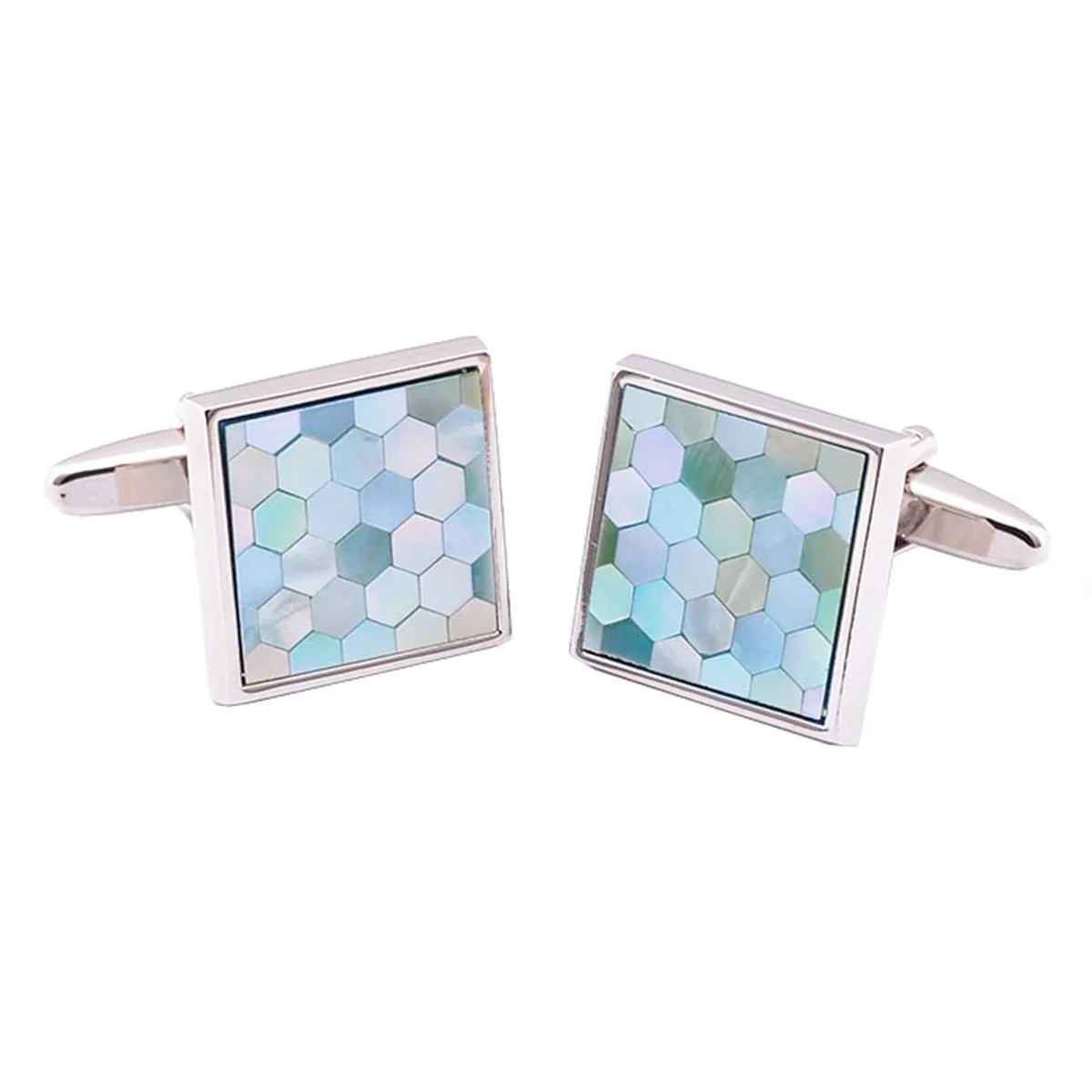 Blue Mother Of Pearl Cufflinks In Box