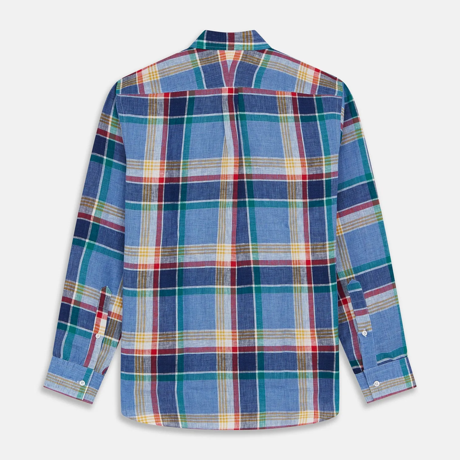 Blue Multi Check Linen Weekend Fit Suffolk Shirt