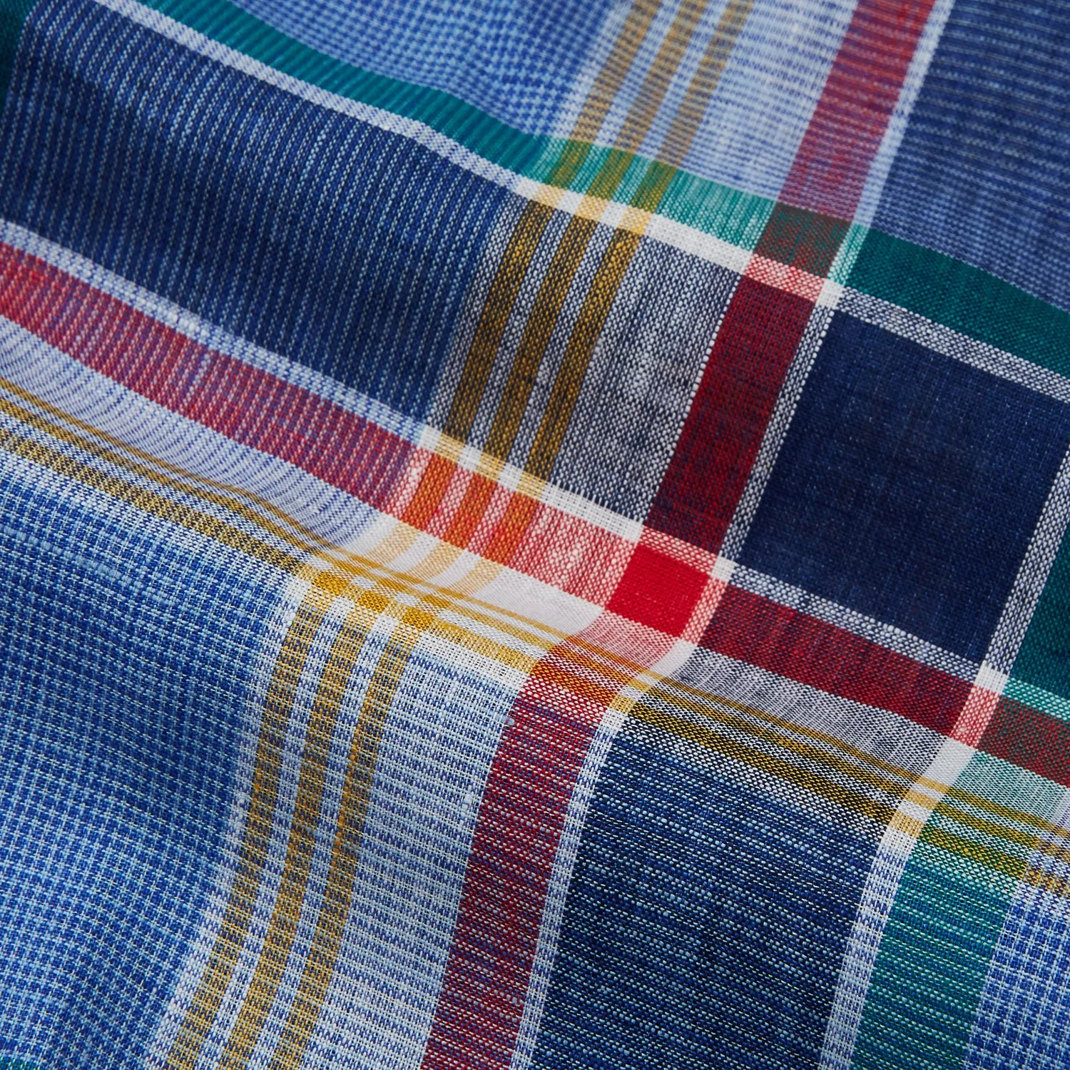 Blue Multi Check Linen Weekend Fit Suffolk Shirt