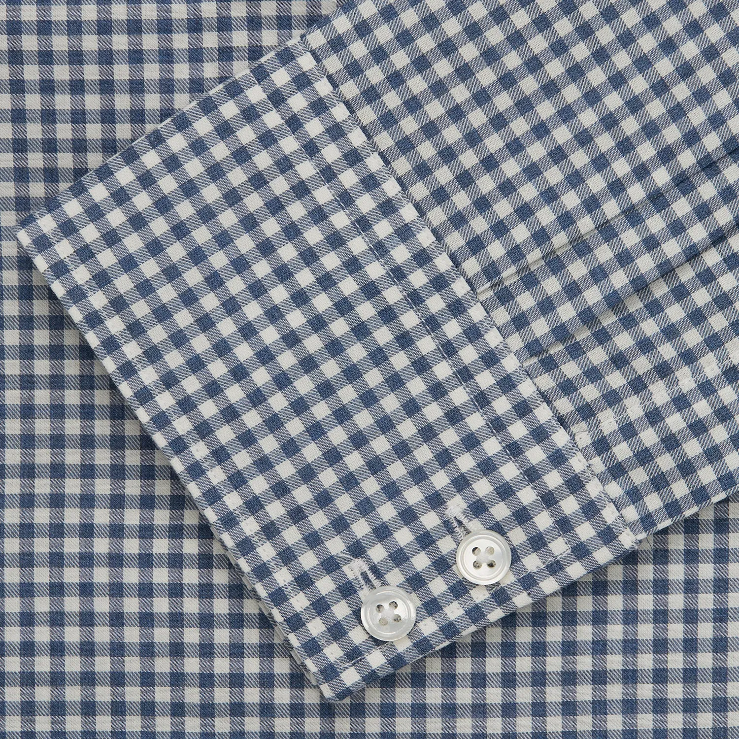 Blue Multi Check Tailored Fit Shirt with Kent Collar and 2-Button Cuffs