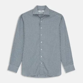 Blue Multi Check Tailored Fit Shirt with Kent Collar and 2-Button Cuffs