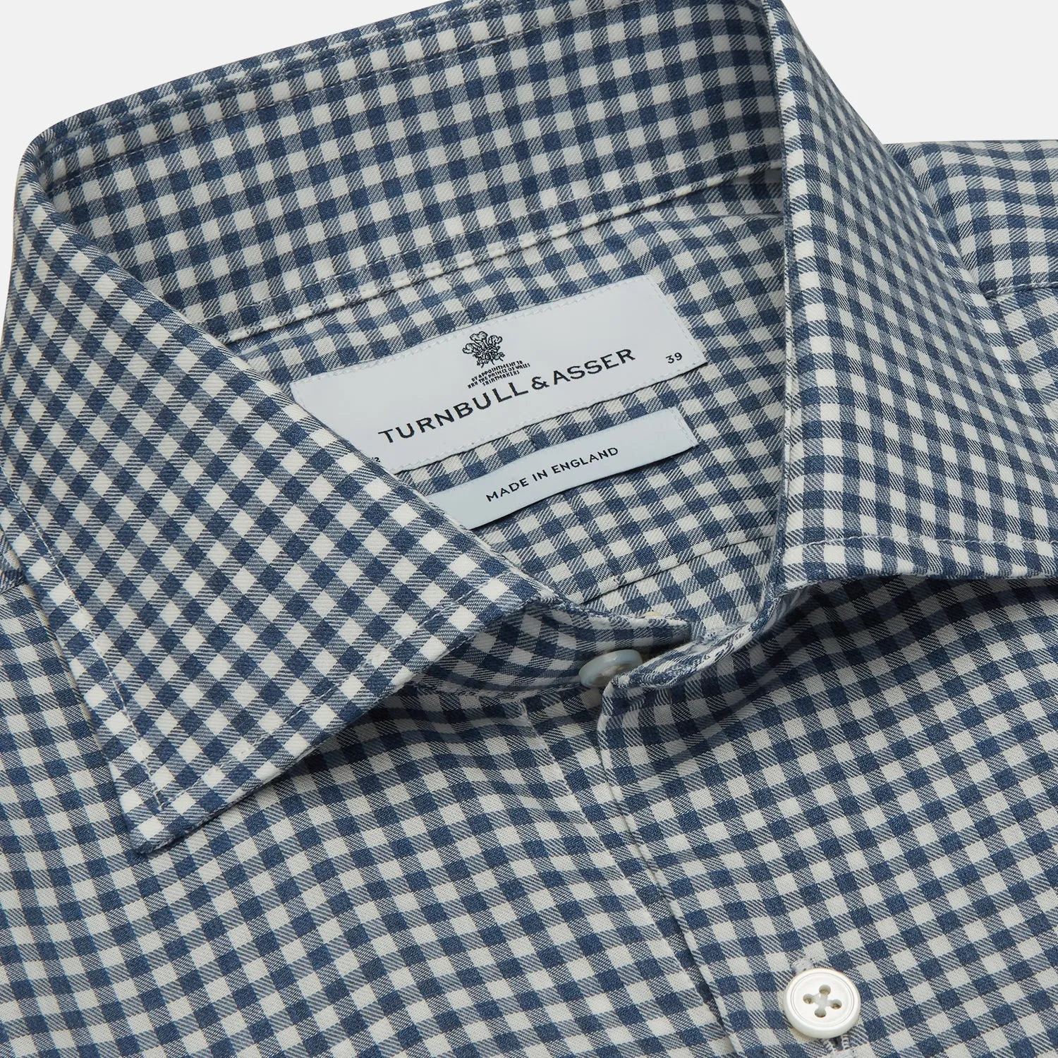 Blue Multi Check Tailored Fit Shirt with Kent Collar and 2-Button Cuffs