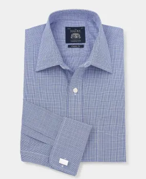 Blue Prince Of Wales Check Classic Fit Formal Shirt - Double Cuff