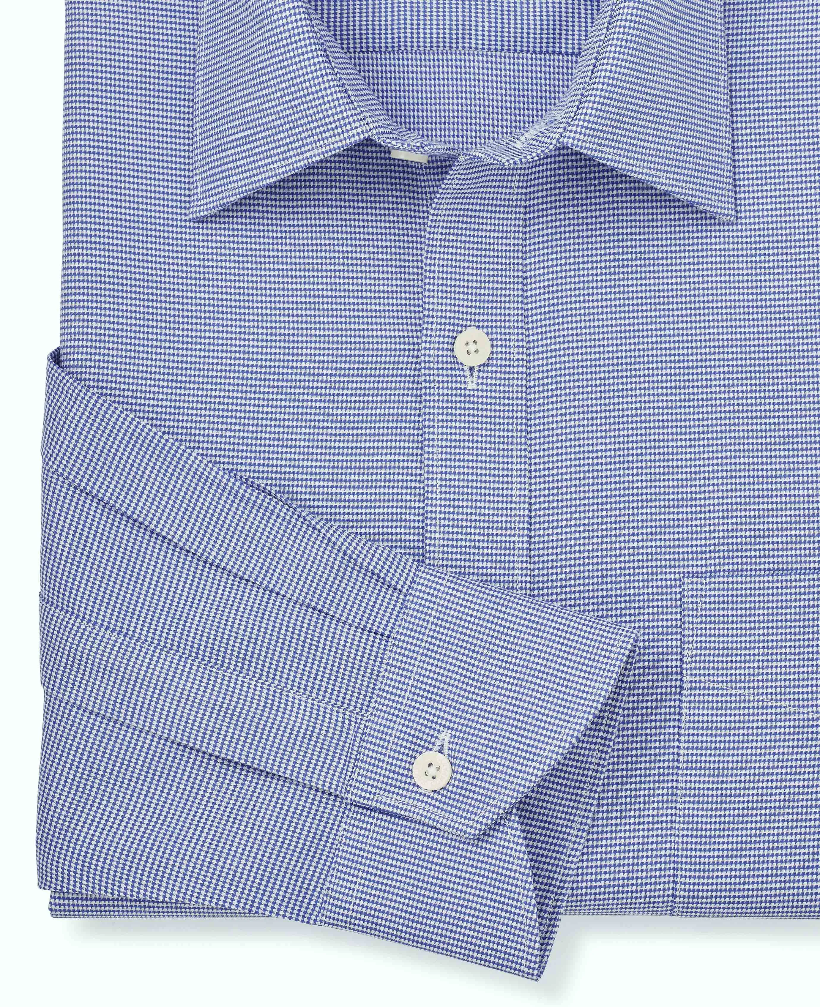 Blue Puppytooth Classic Fit Formal Shirt - Single Cuff