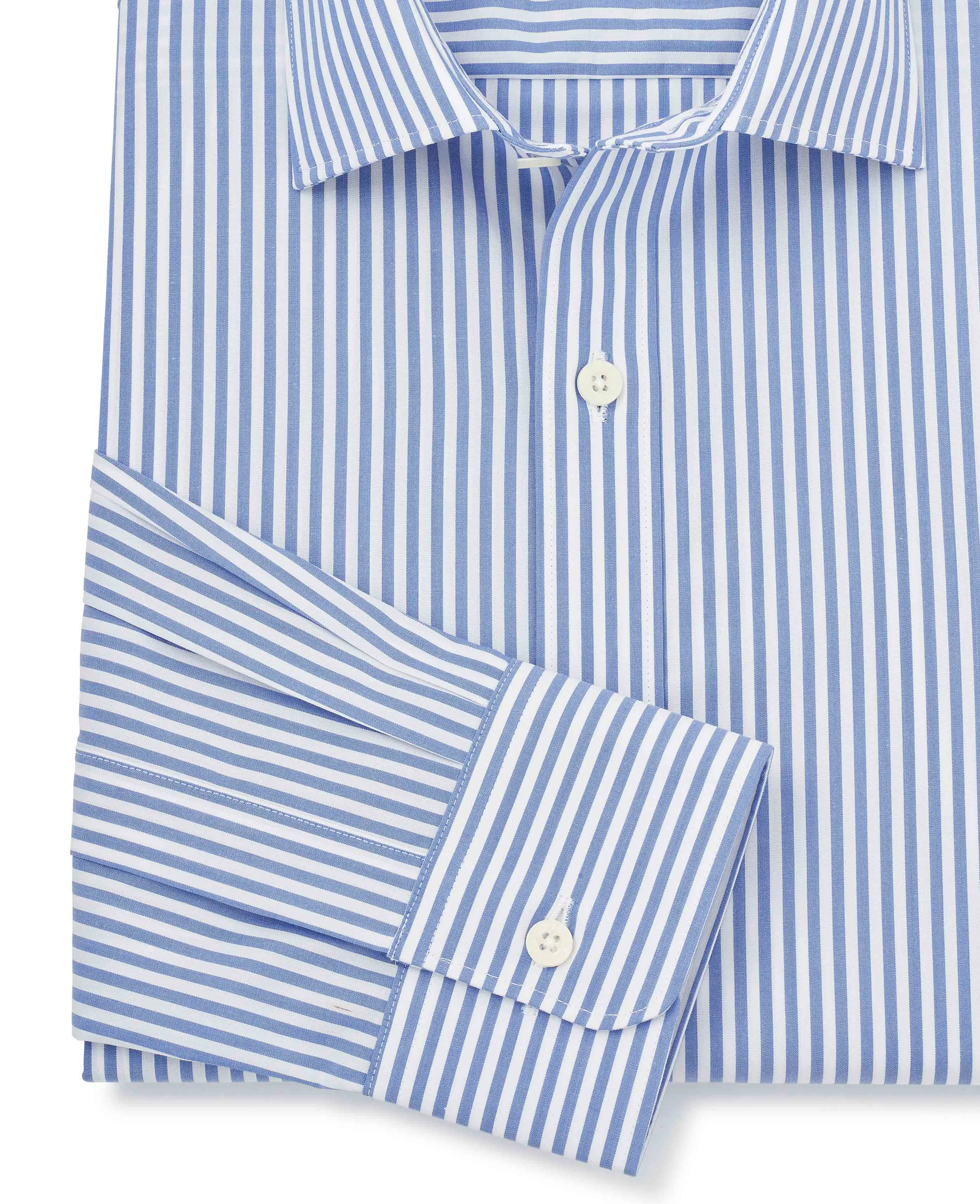 Blue Slim Fit Striped Formal Shirt - Single Cuff