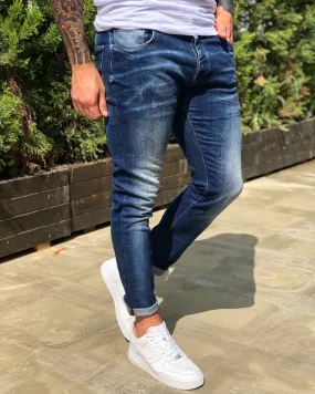 Blue Washed Skinny Fit Denim B230 Streetwear Jeans