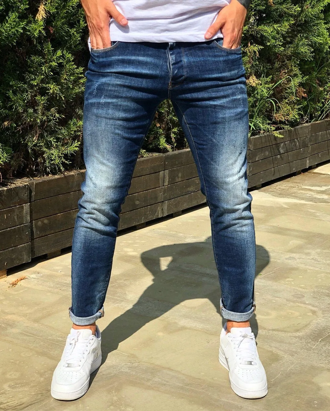 Blue Washed Skinny Fit Denim B230 Streetwear Jeans