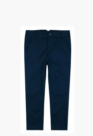 Boboli Boys Stretch Satin Trousers- Navy