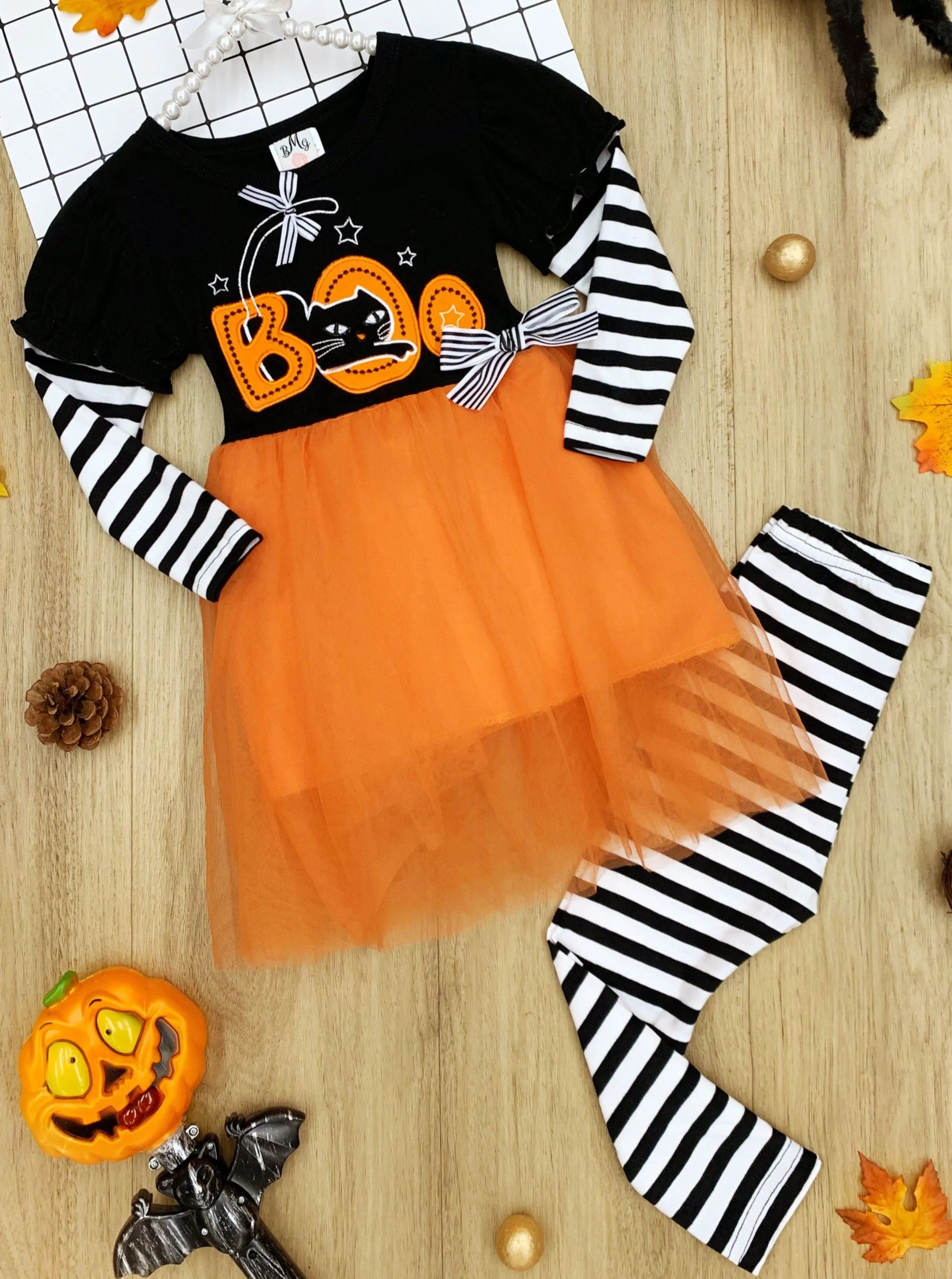 Boo Tutu Tunic And Striped Legging Set