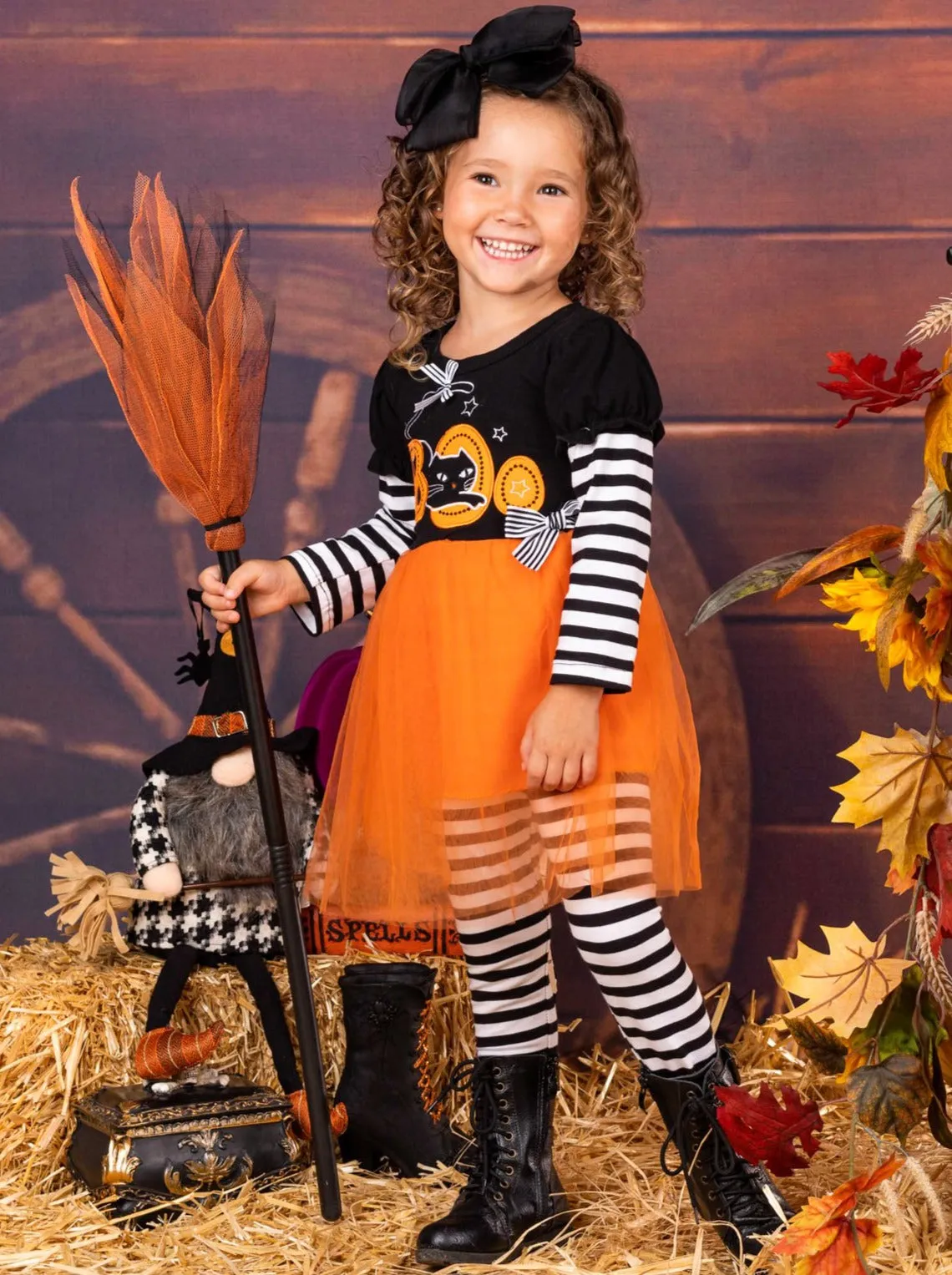 Boo Tutu Tunic And Striped Legging Set