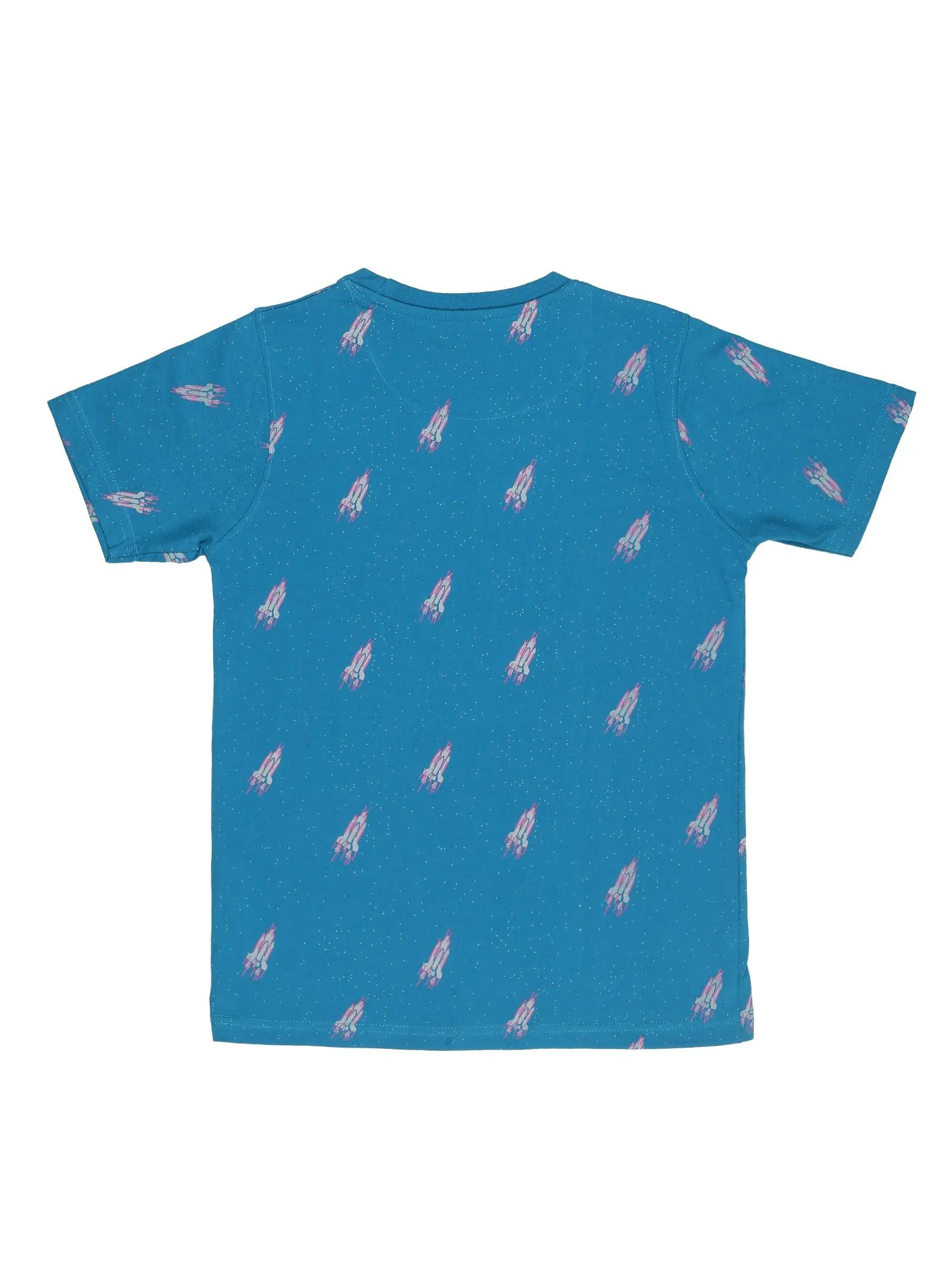 BOY'S AQUA PRINT REGULAR FIT T.SHIRT