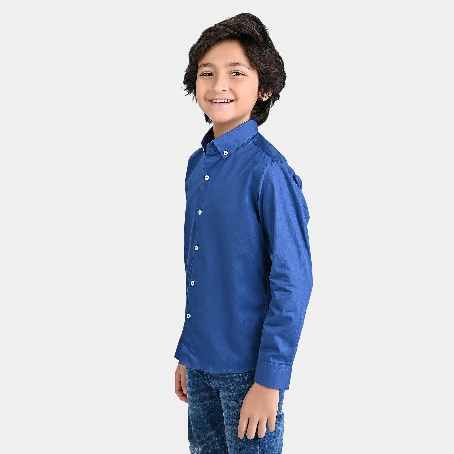 Boys Cotton Poplin Formal Shirt-T/Navy