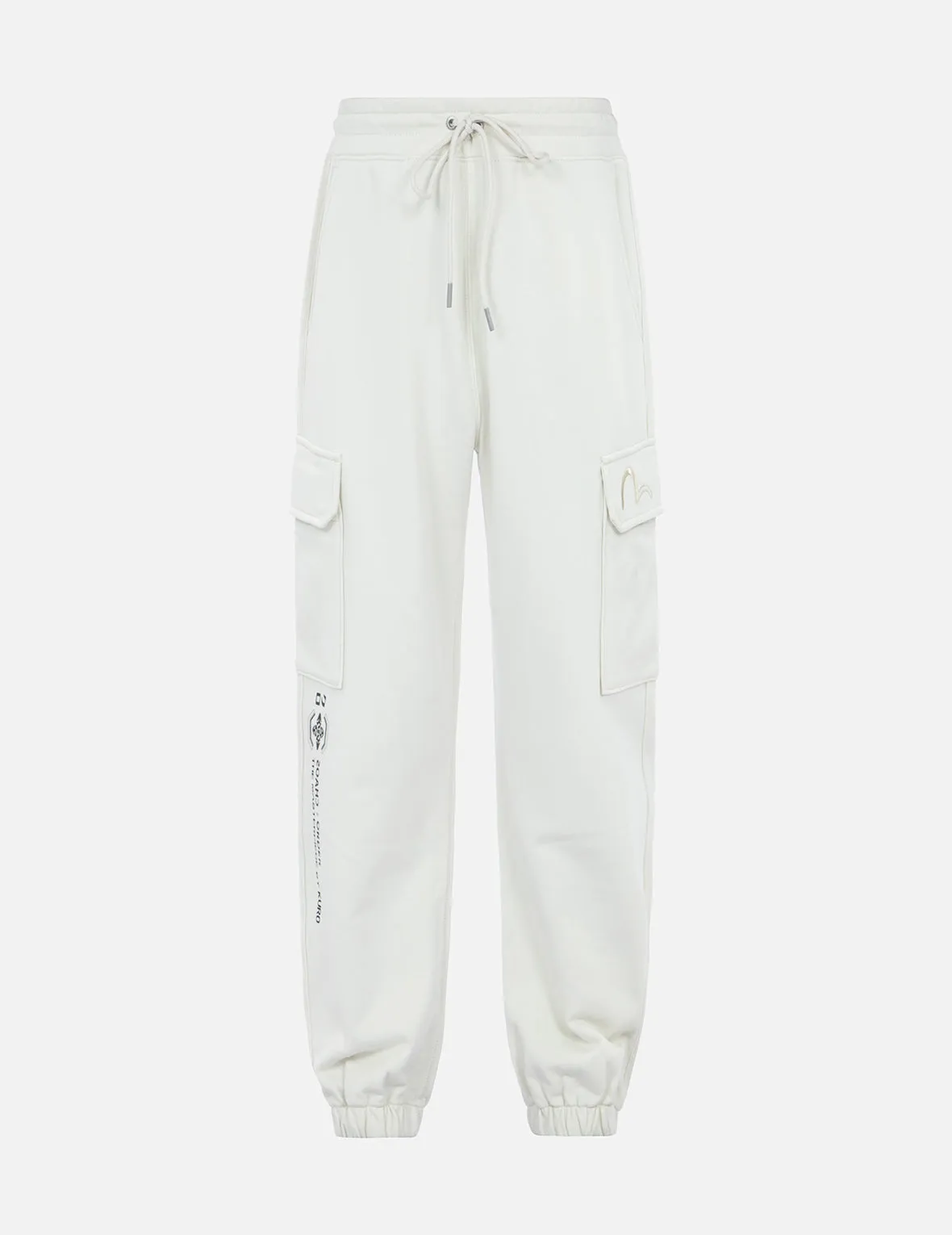 Brush Effect Logo Embroidery Cargo Sweatpants