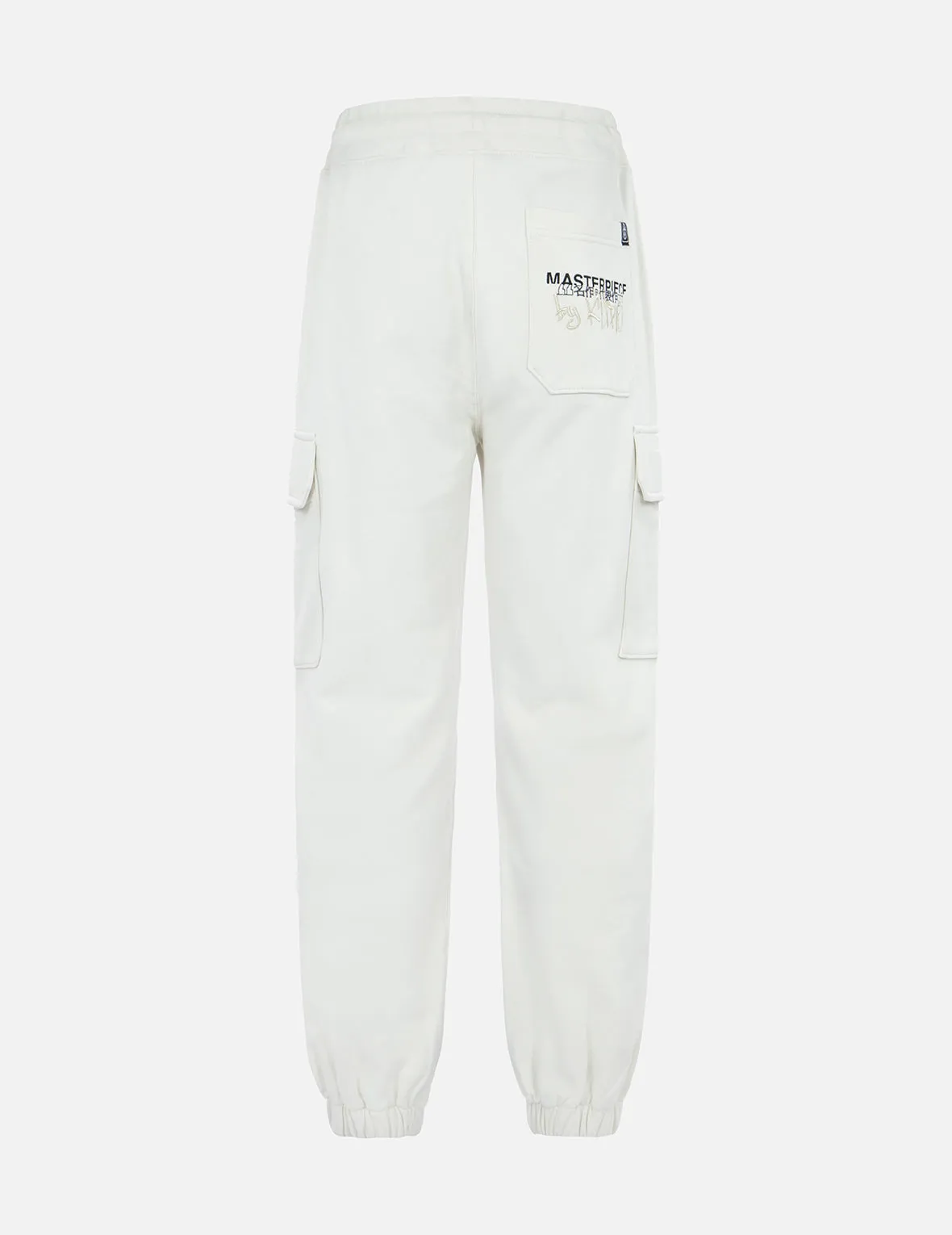 Brush Effect Logo Embroidery Cargo Sweatpants