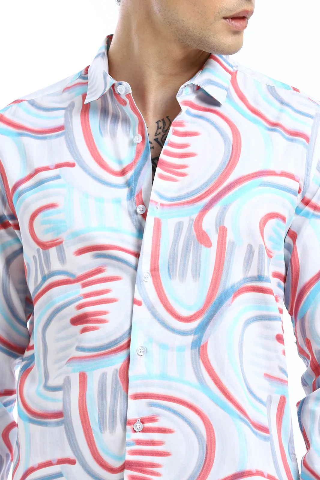 Brush Stroke Full Sleeve Printed Shirt