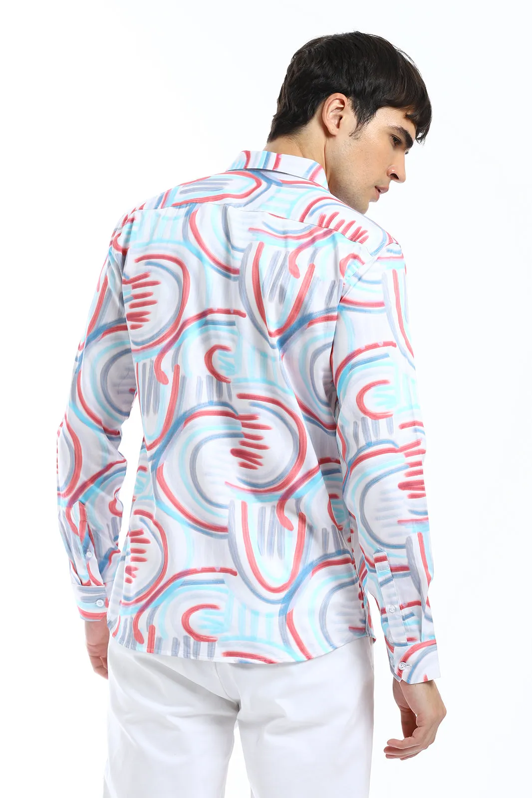 Brush Stroke Full Sleeve Printed Shirt