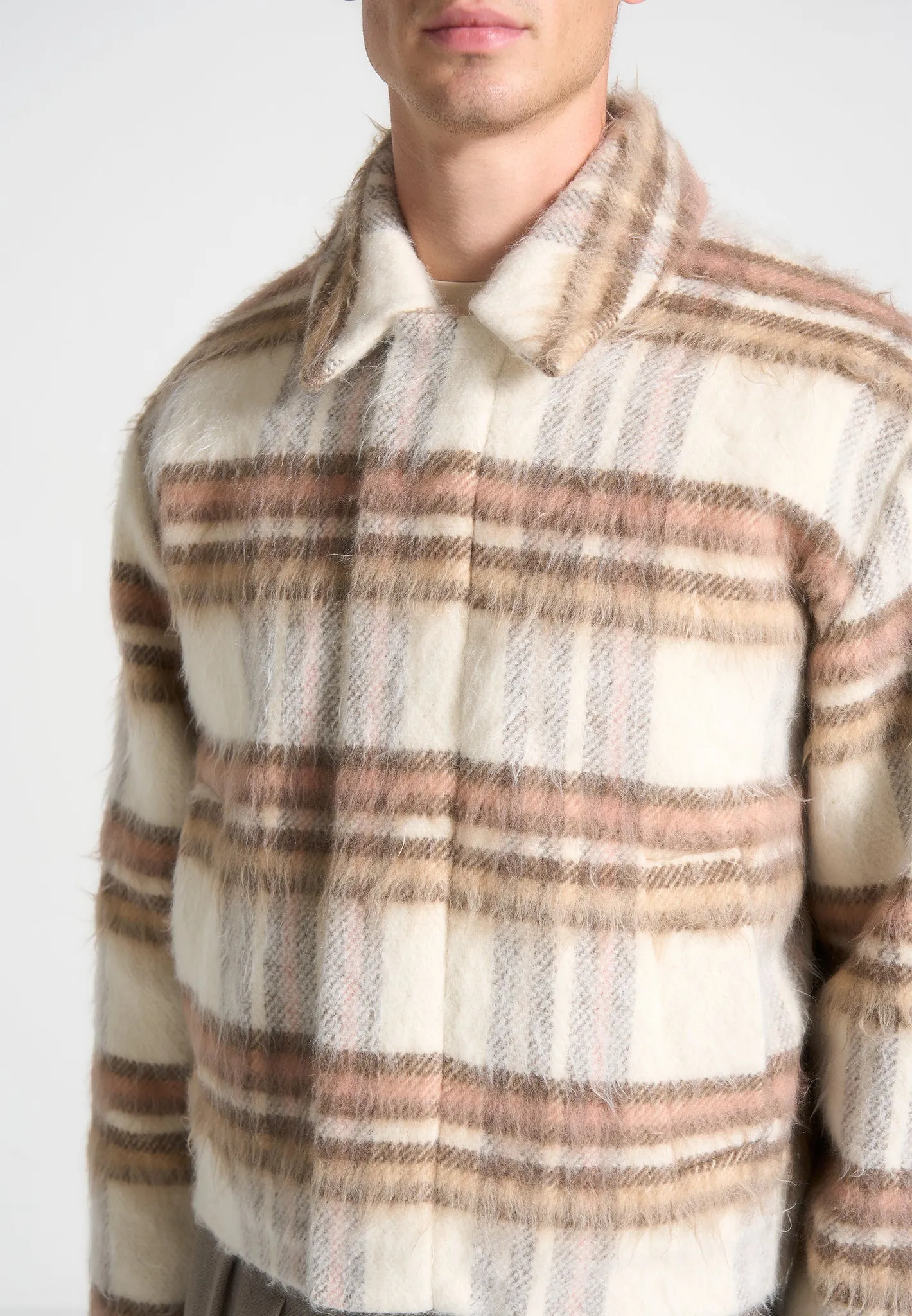 Brushed Checked Jacket - Cream