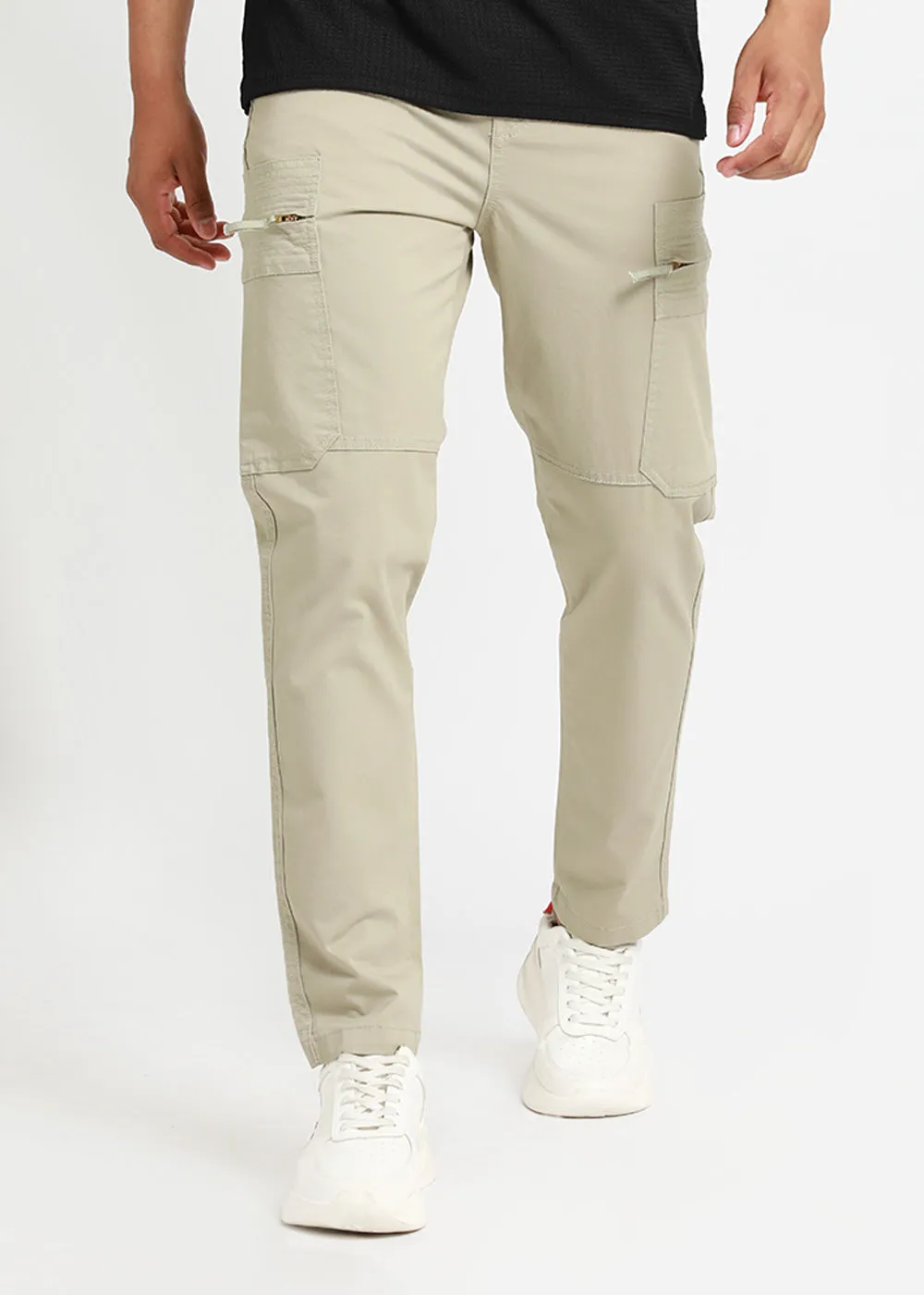 Celadon Green Zip Cargo Pants