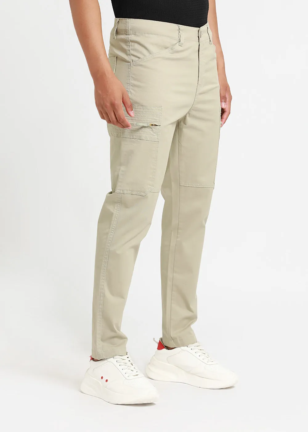 Celadon Green Zip Cargo Pants