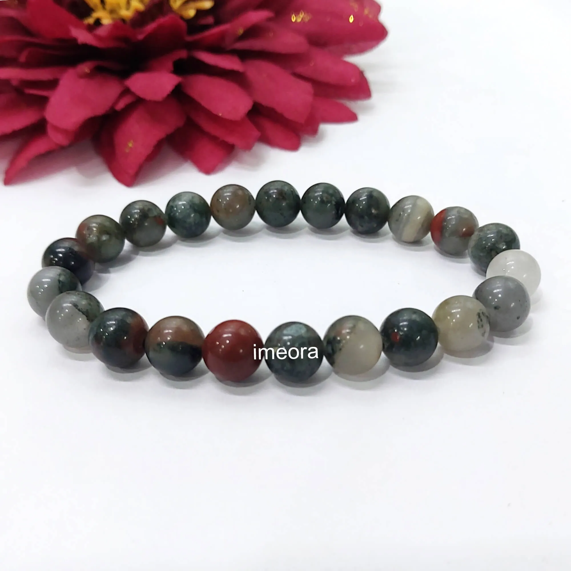 Certified African Blood 8mm Natural Stone Bracelet