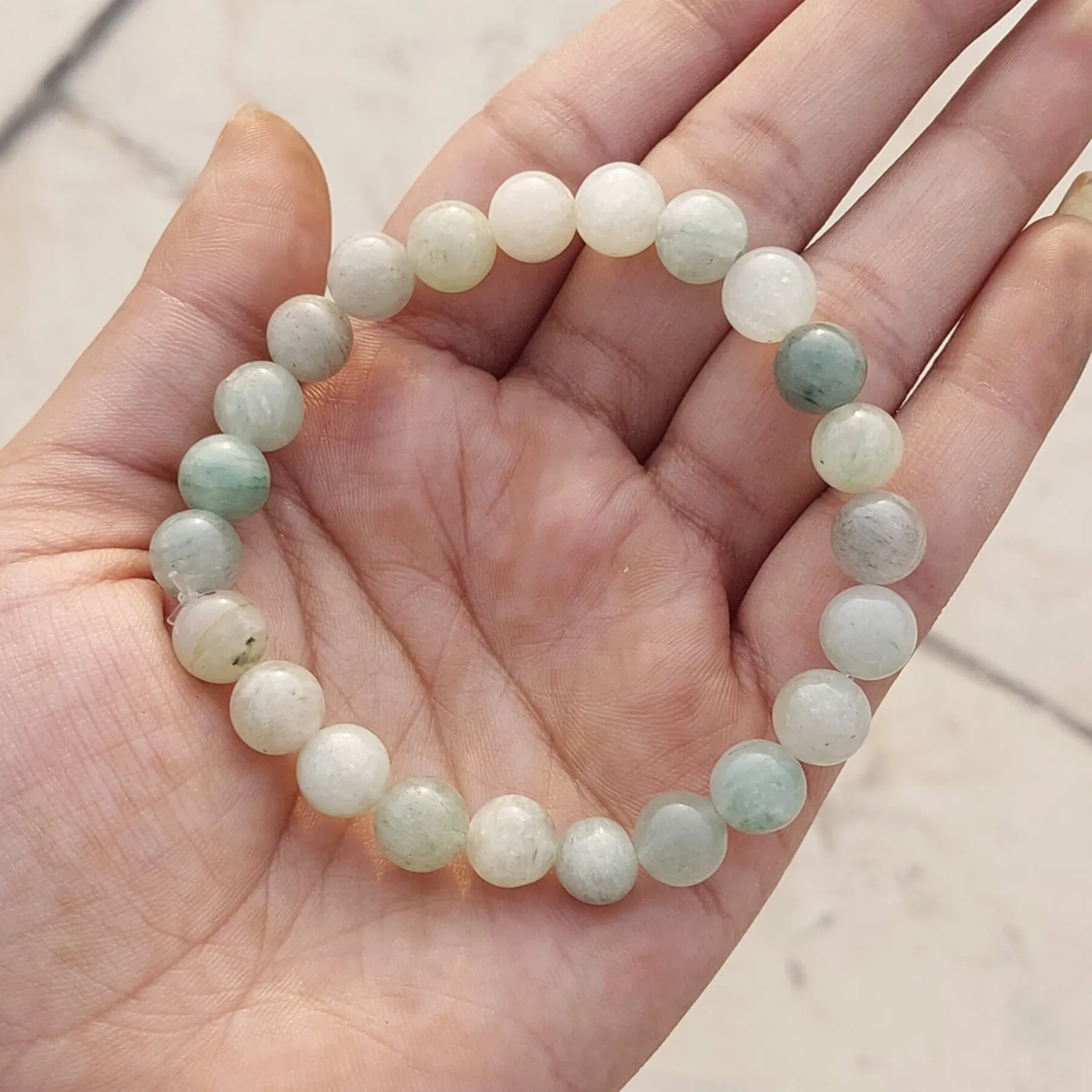 Certified Green Angelite 8mm Natural Stone Bracelet