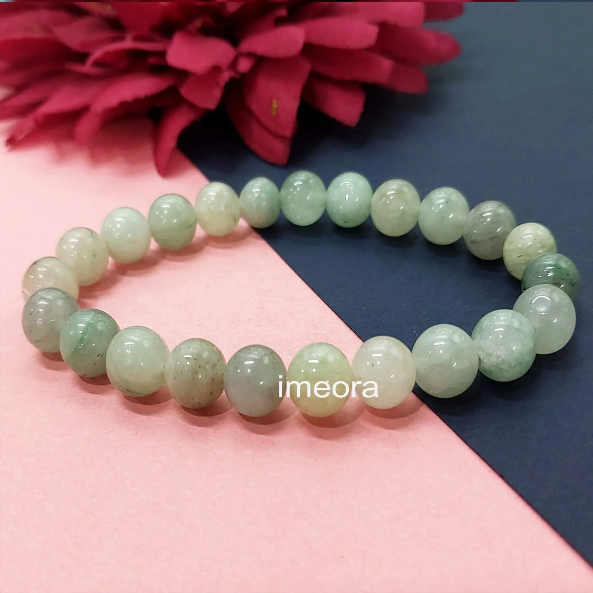 Certified Green Angelite 8mm Natural Stone Bracelet