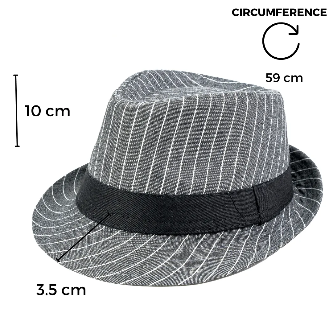 Chokore Classic Striped Fedora Hat (Dark Gray)