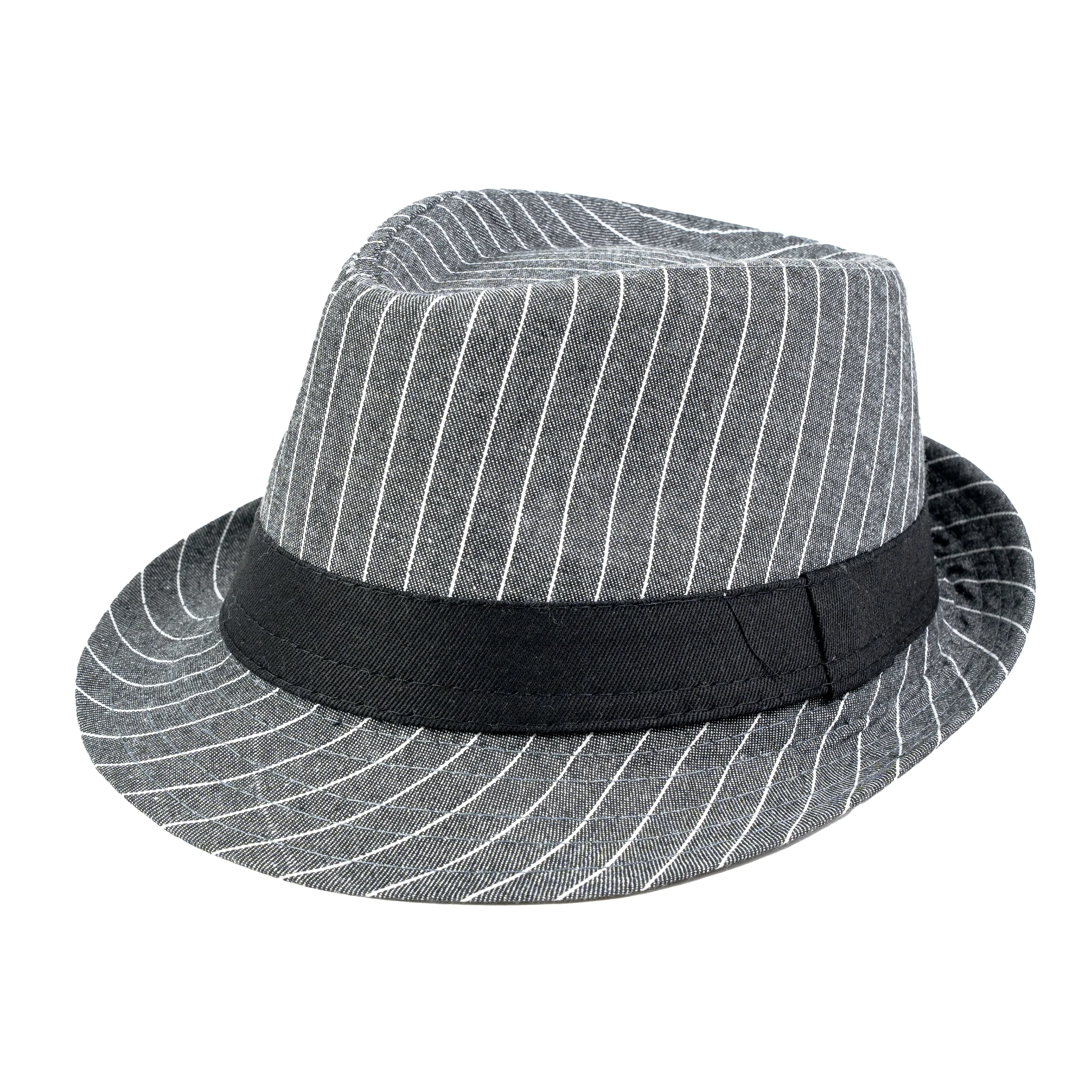 Chokore Classic Striped Fedora Hat (Dark Gray)