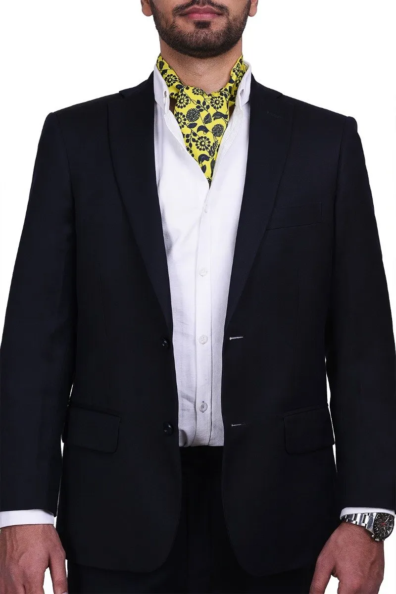 Chokore Men's  Blue & Yellow Birds Silk Designer Cravat