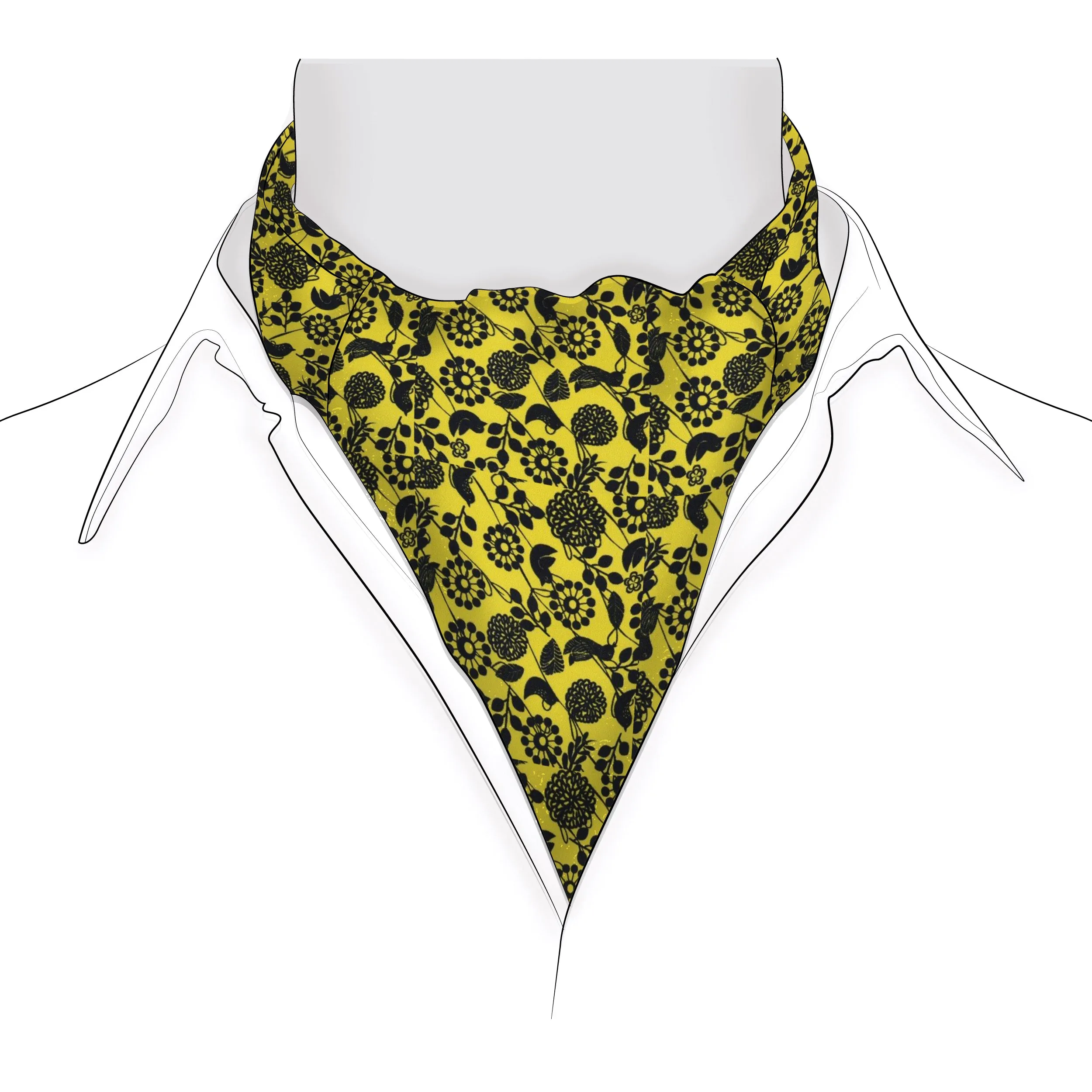 Chokore Men's  Blue & Yellow Birds Silk Designer Cravat