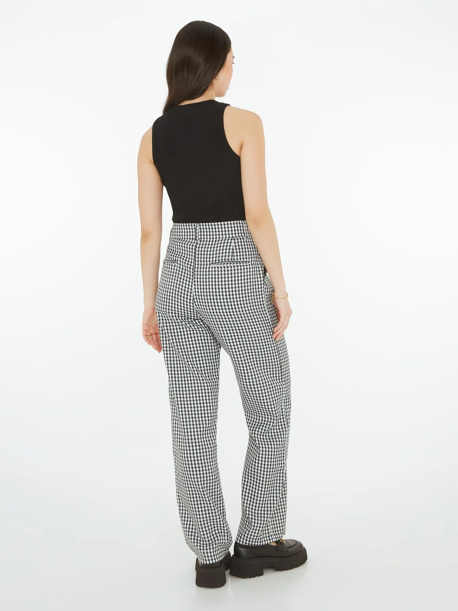 Cinnamon Relaxed Trousers in Black & White Check