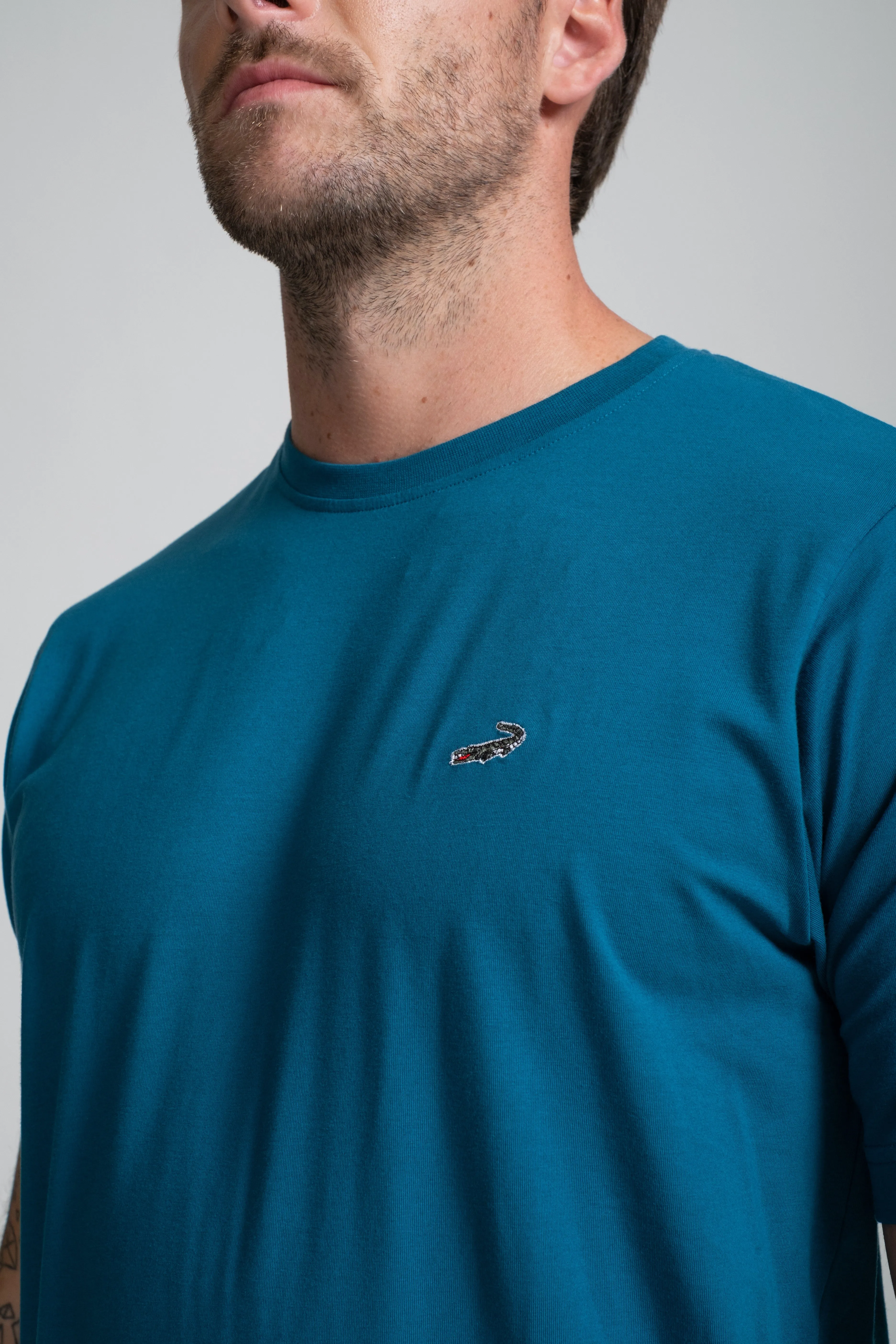 Classic Fit Short sleeves-CasualCrew Neck - Blue Faience