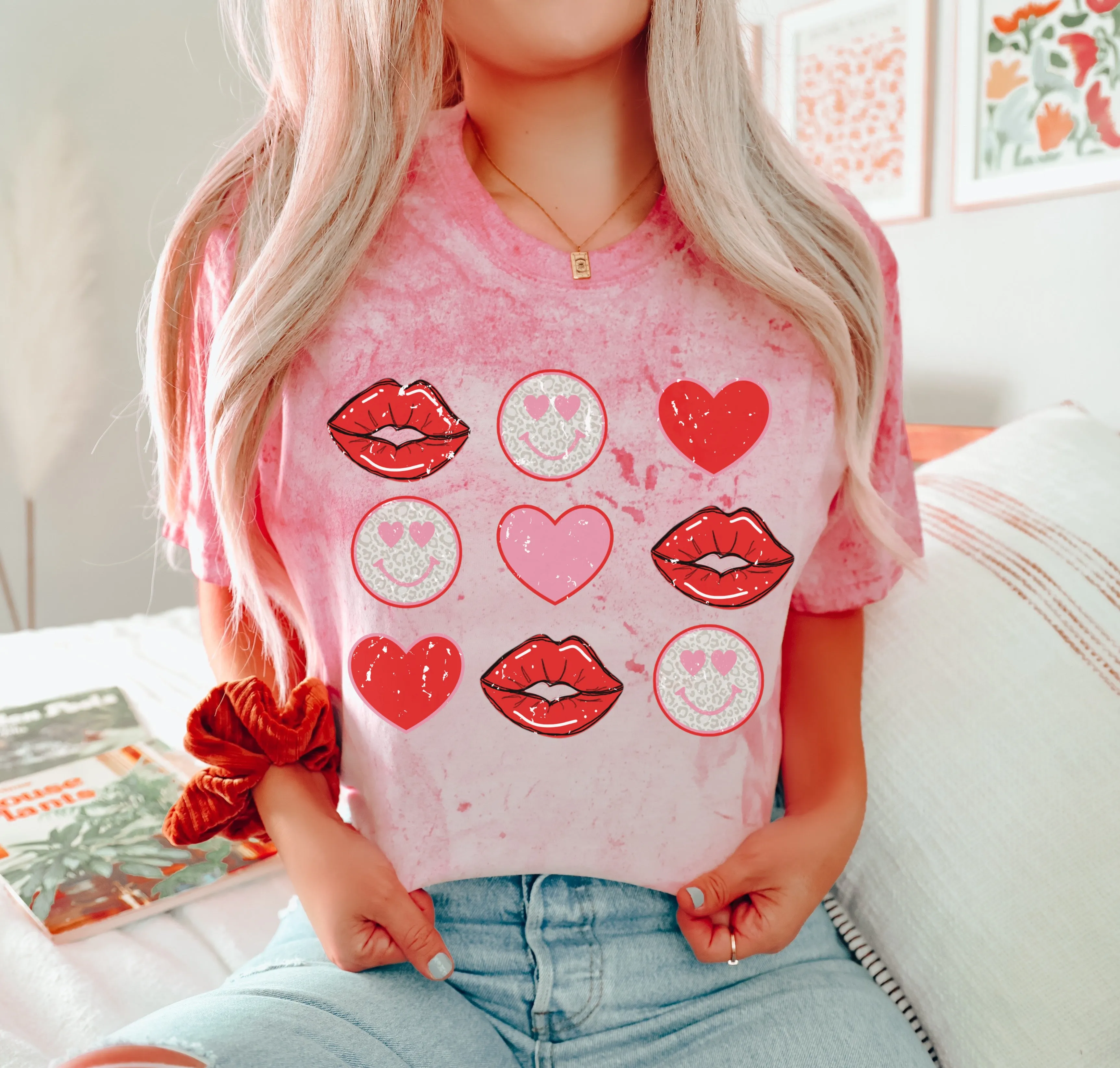 Comfort Colors Color Blast Hearts and Smiles Valentines Tee/ Super Cute Valentine's Tee