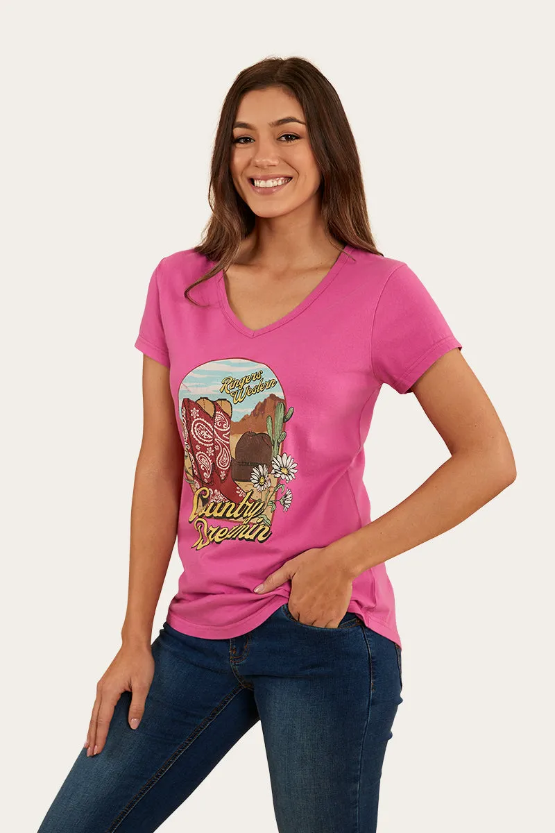 Country Girls Womens V Neck T-Shirt - Candy