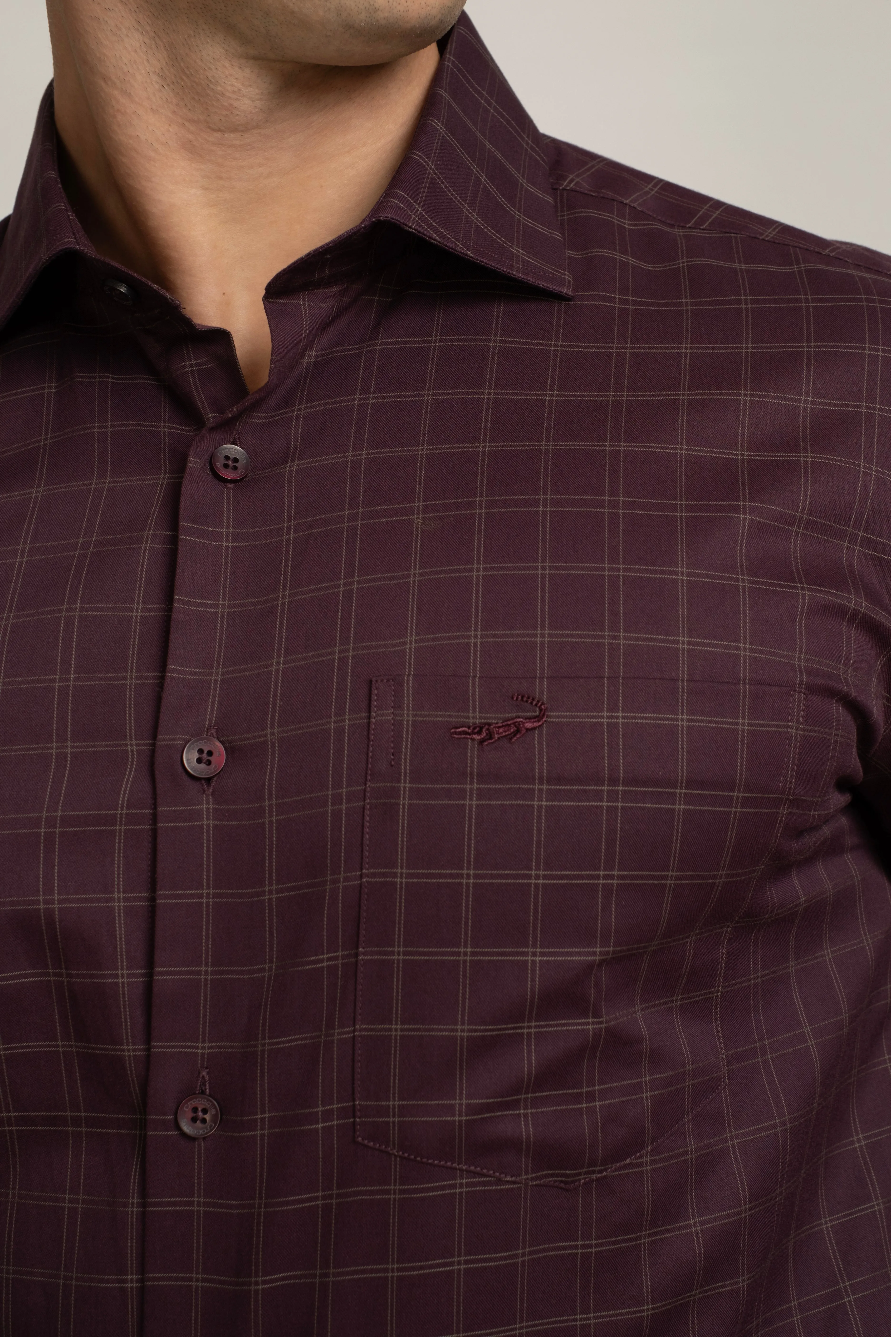 Crocodile Slim Fit Formal Seasonal FS Shirt Purple - Potent Purple