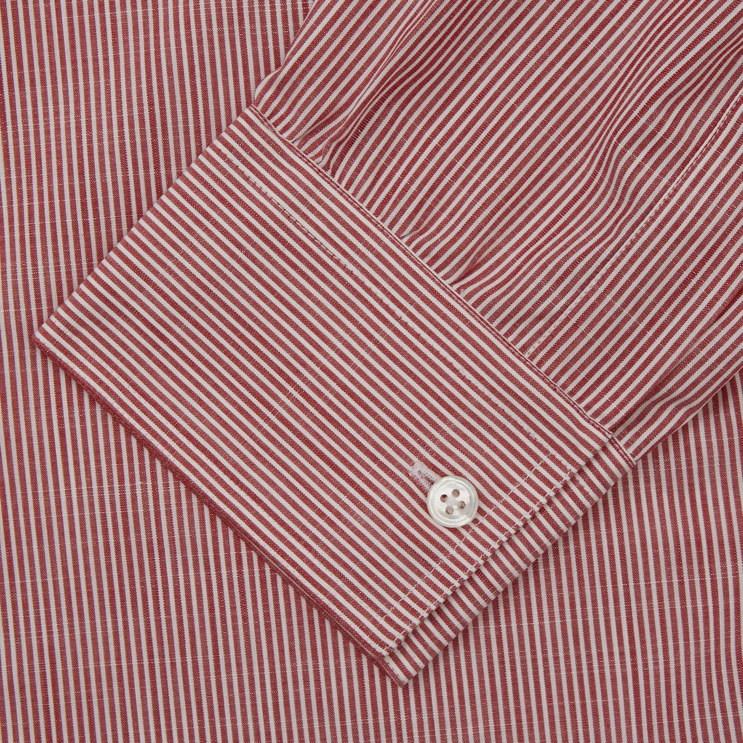 Dark Red Chambray Stripe Weekend Fit Shirt With Dorset Collar