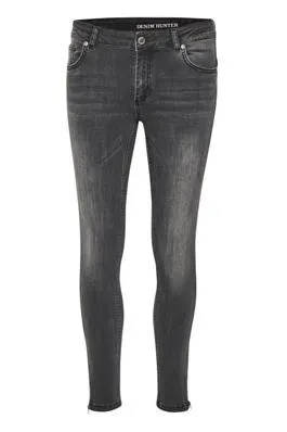 Denim Hunter Grey Wash Skinny Jean With Zip Detail