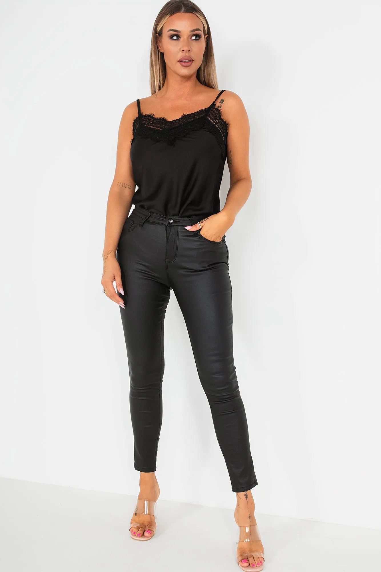 Eabha Black Wax Push Up Jeans