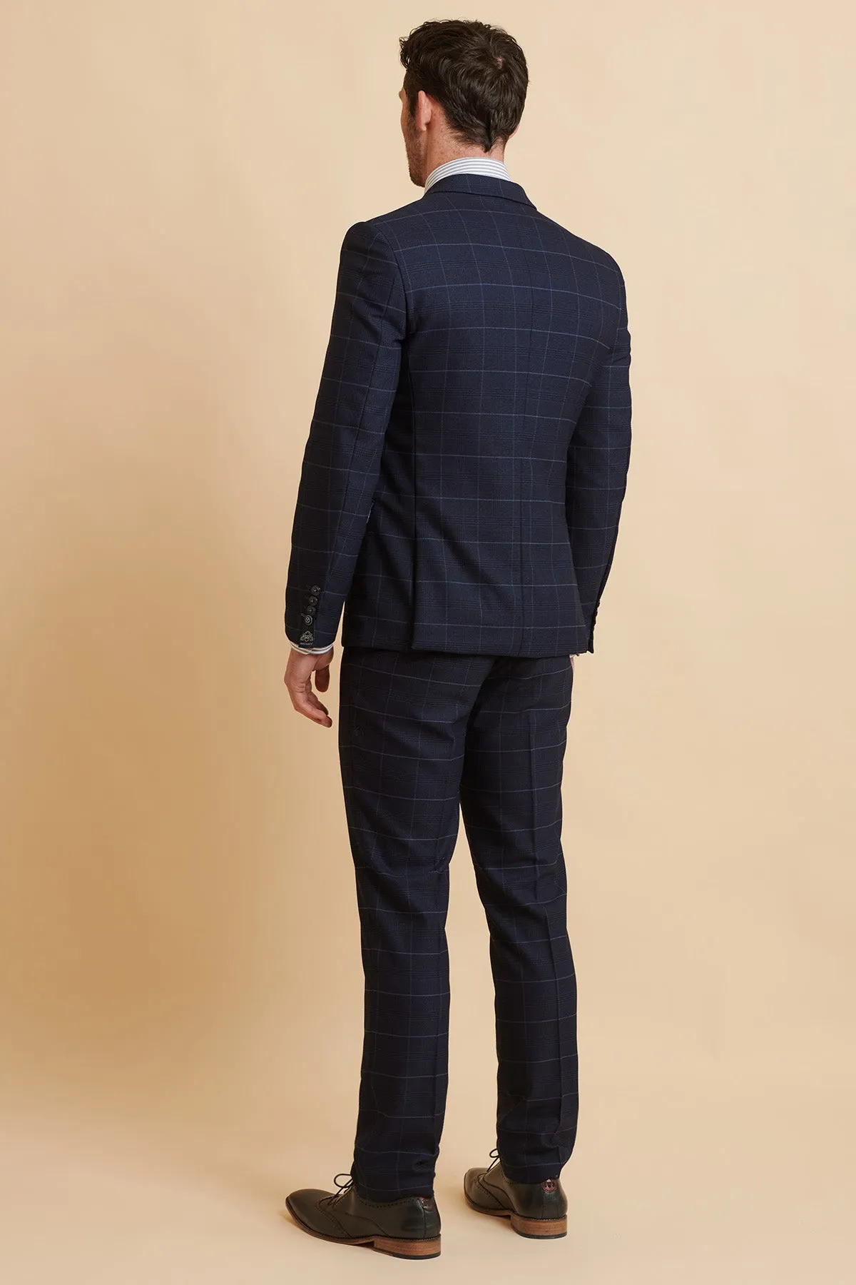 EDINSON - Navy Sky Check Two Piece Suit