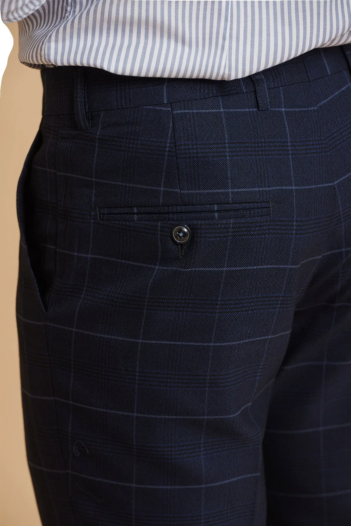 EDINSON - Navy Sky Check Two Piece Suit